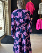 Ginni Navy Floral Dress-Dresses-Jodifl-The Funky Zebra Ames, Women's Fashion Boutique in Ames, Iowa