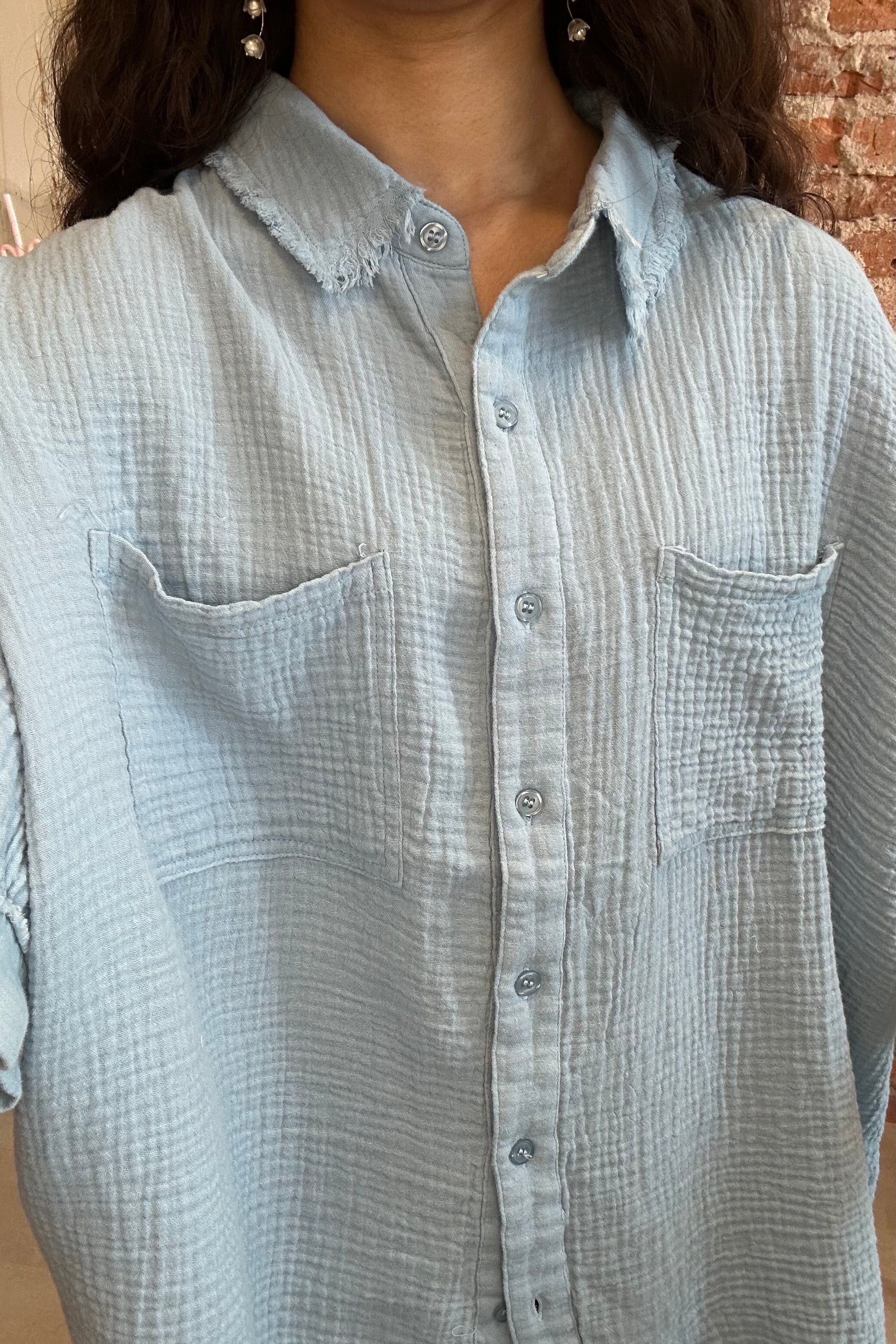 Lanie Button Down Shirt-top-La Miel-The Funky Zebra Ames, Women's Fashion Boutique in Ames, Iowa