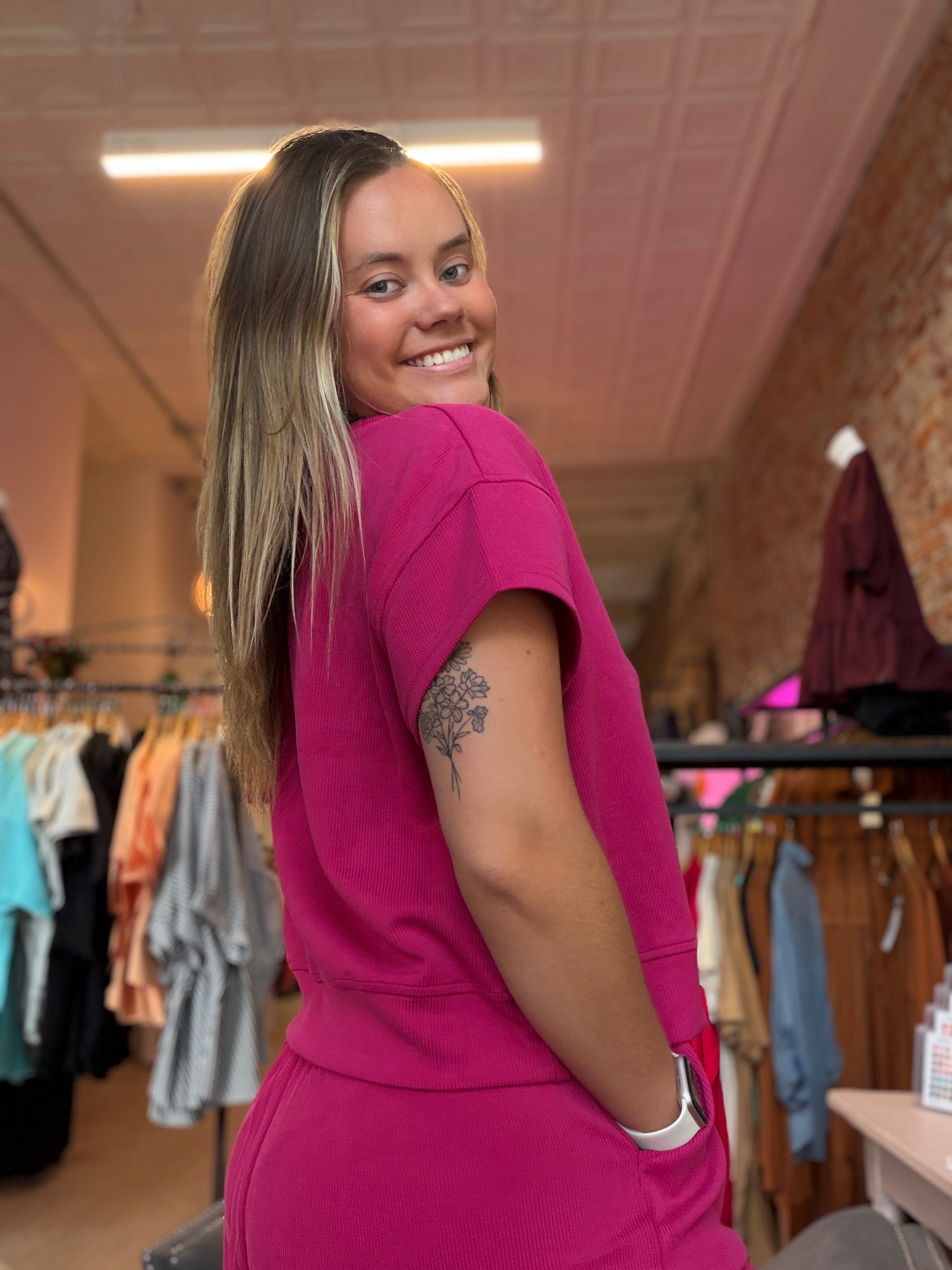 Lexie Luxe Tee & Short Set-apparel-Mono B-The Funky Zebra Ames, Women's Fashion Boutique in Ames, Iowa