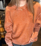 Burnt Orange Corded Crew-The Funky Zebra Ames-The Funky Zebra Ames, Women's Fashion Boutique in Ames, Iowa