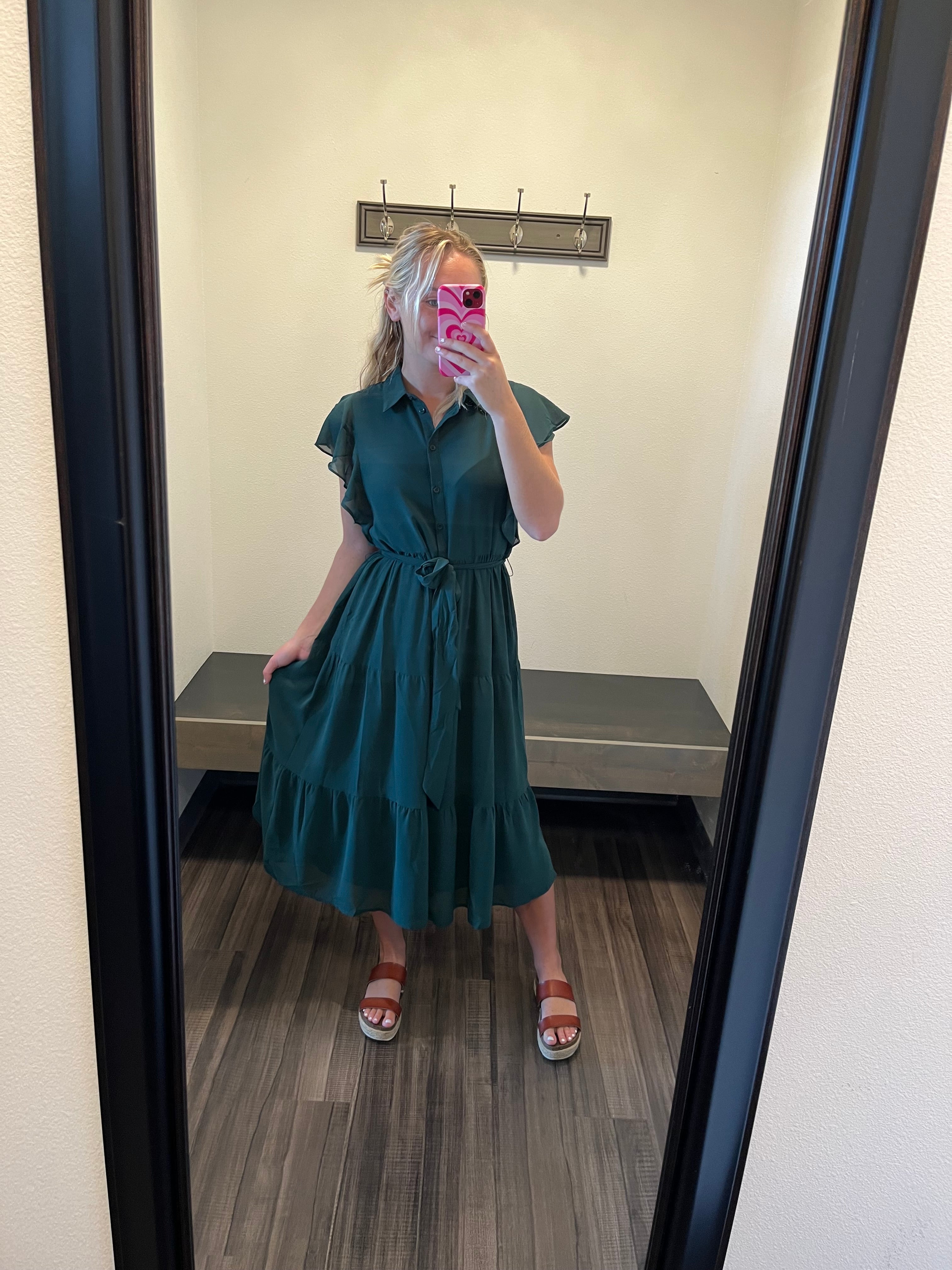 Eliza Emerald Dress-Dresses-Papillon-The Funky Zebra Ames, Women's Fashion Boutique in Ames, Iowa