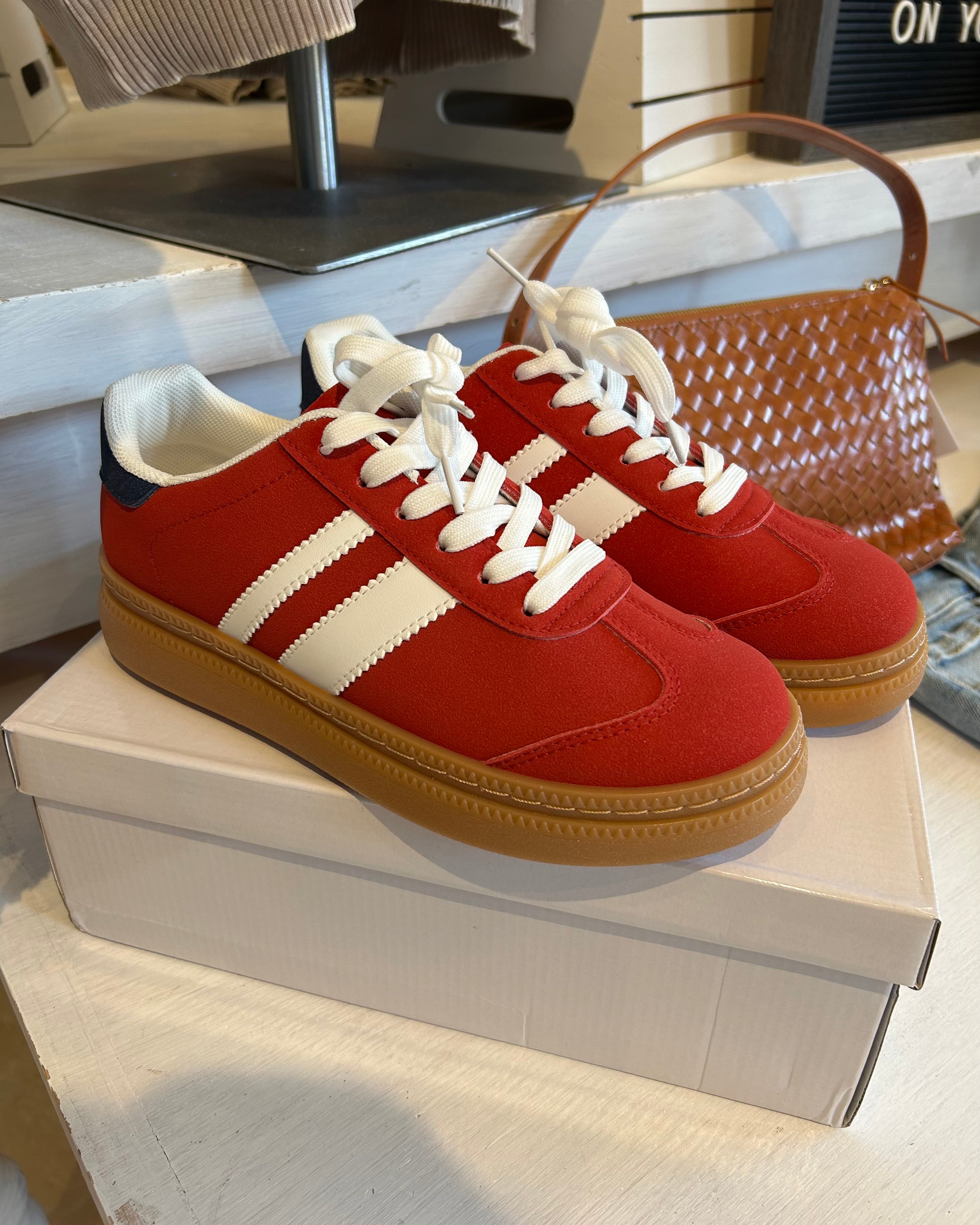 Tricia Red Sneaker-Shoes-Air Rider-The Funky Zebra Ames, Women's Fashion Boutique in Ames, Iowa