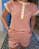 Ryan Striped Henley-Short Sleeves-Blu Pepper-The Funky Zebra Ames, Women's Fashion Boutique in Ames, Iowa