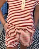 Regan Striped Shorts-Shorts-Blu Pepper-The Funky Zebra Ames, Women's Fashion Boutique in Ames, Iowa