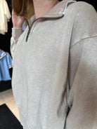 Brittany Washed Half Zip Pullover-Sweatshirt-Zenana-The Funky Zebra Ames, Women's Fashion Boutique in Ames, Iowa