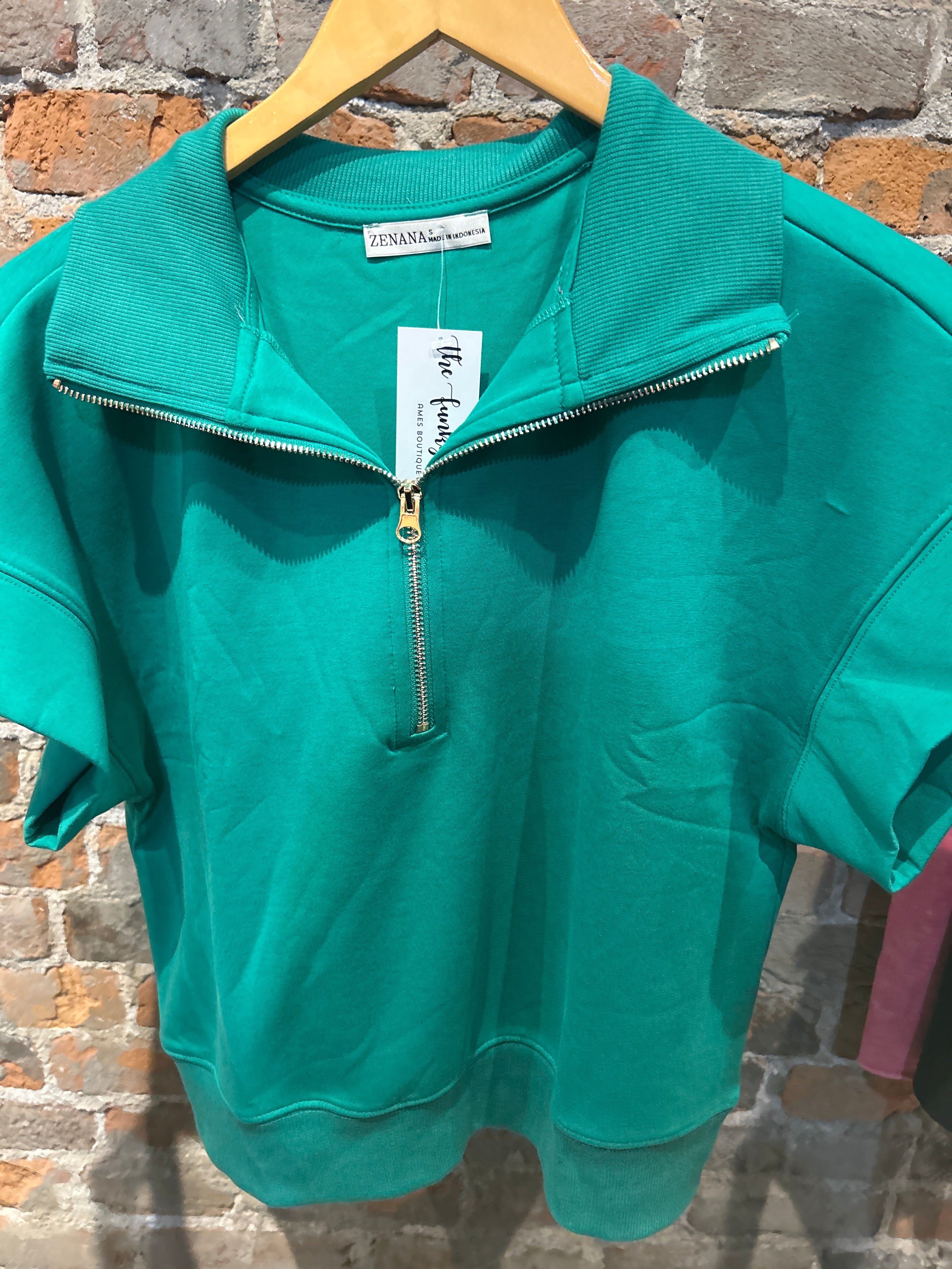 Jama Half Zip Scuba Top-apparel-Zenana-The Funky Zebra Ames, Women's Fashion Boutique in Ames, Iowa