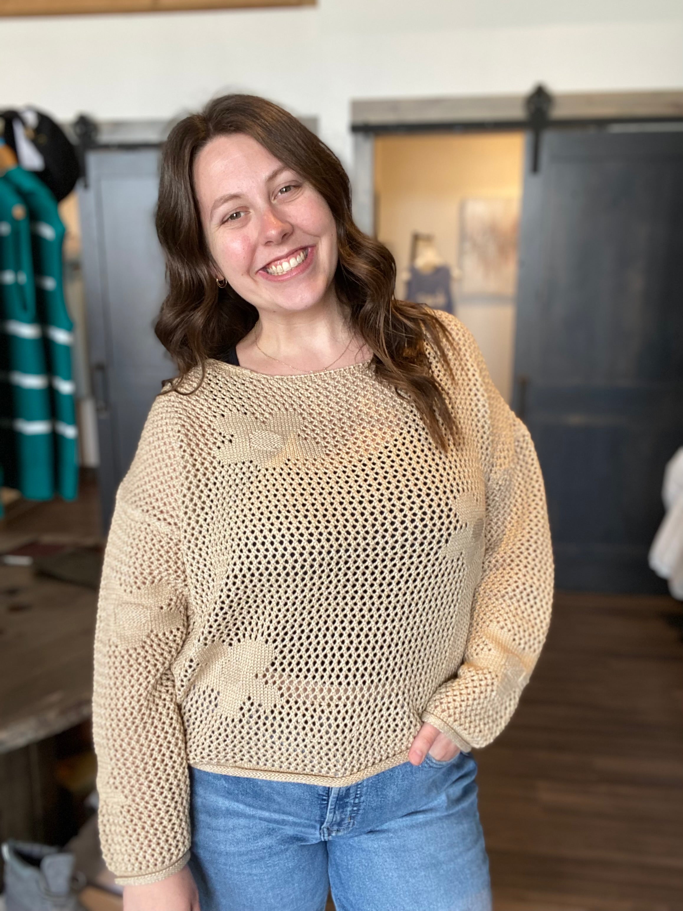 Masha Beige Sweater-The Funky Zebra Ames-The Funky Zebra Ames, Women's Fashion Boutique in Ames, Iowa