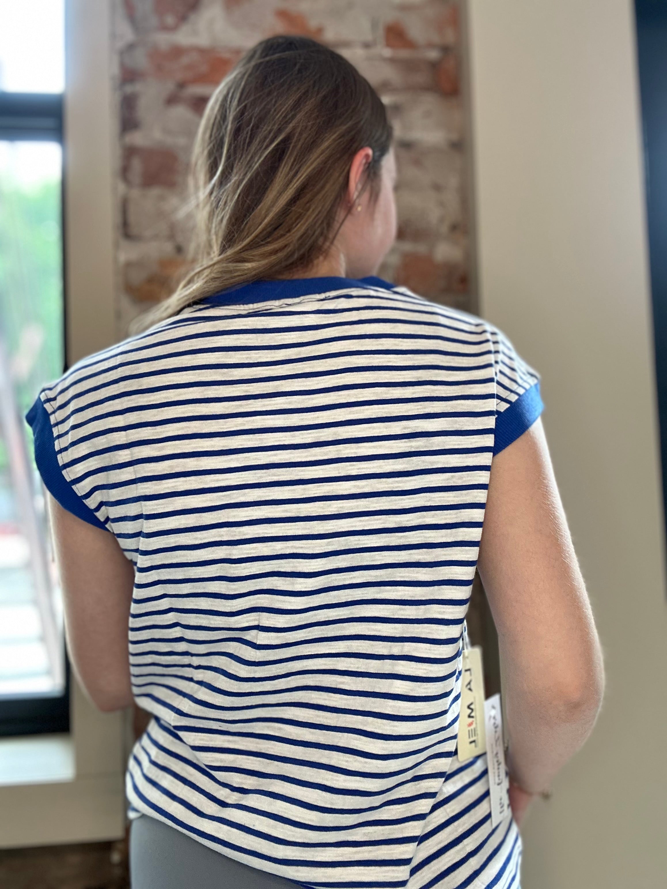 Addyson Striped Cap Sleeve Top-top-La Miel-The Funky Zebra Ames, Women's Fashion Boutique in Ames, Iowa