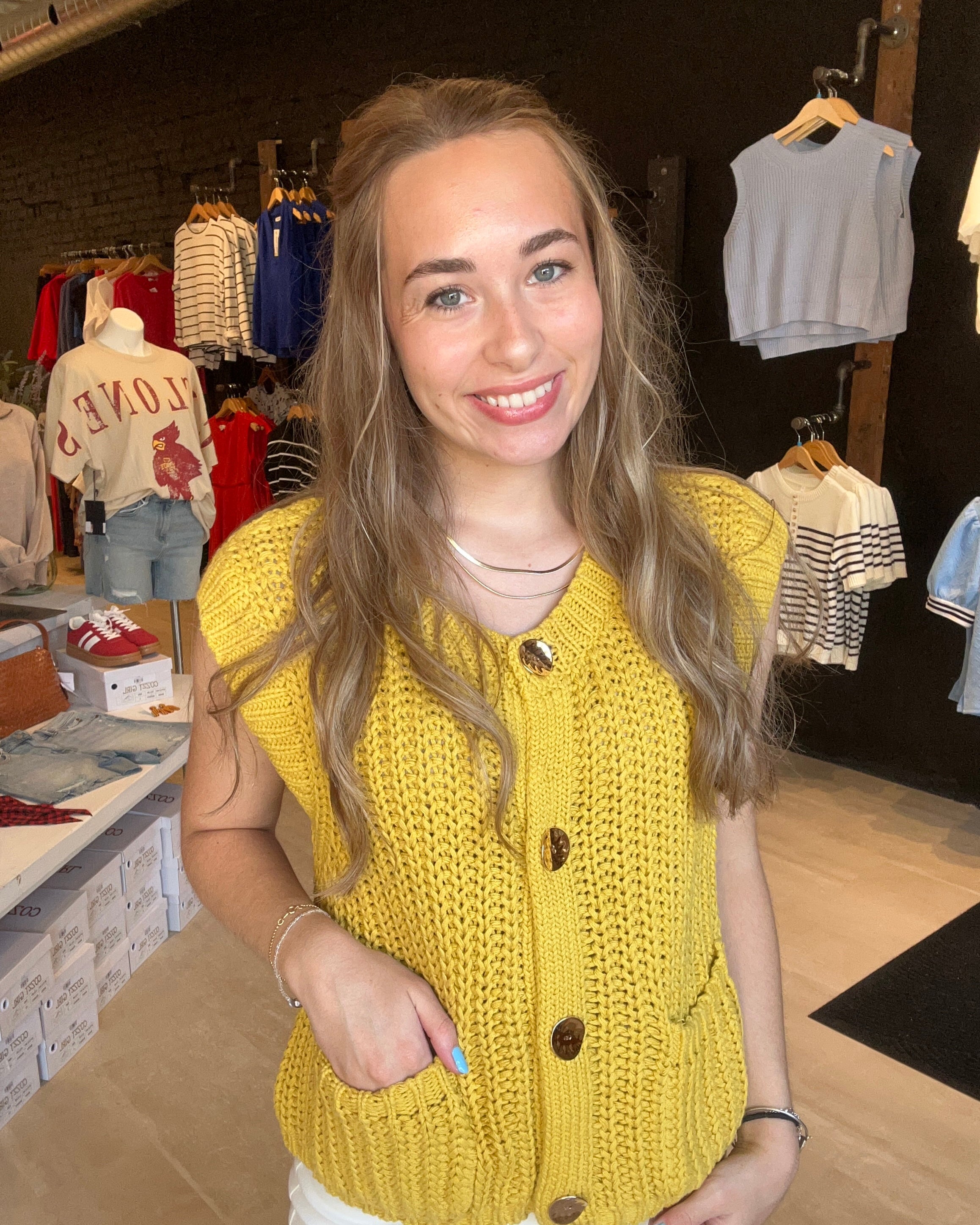 Sarah Mustard Vest-Vests-Jodifl-The Funky Zebra Ames, Women's Fashion Boutique in Ames, Iowa