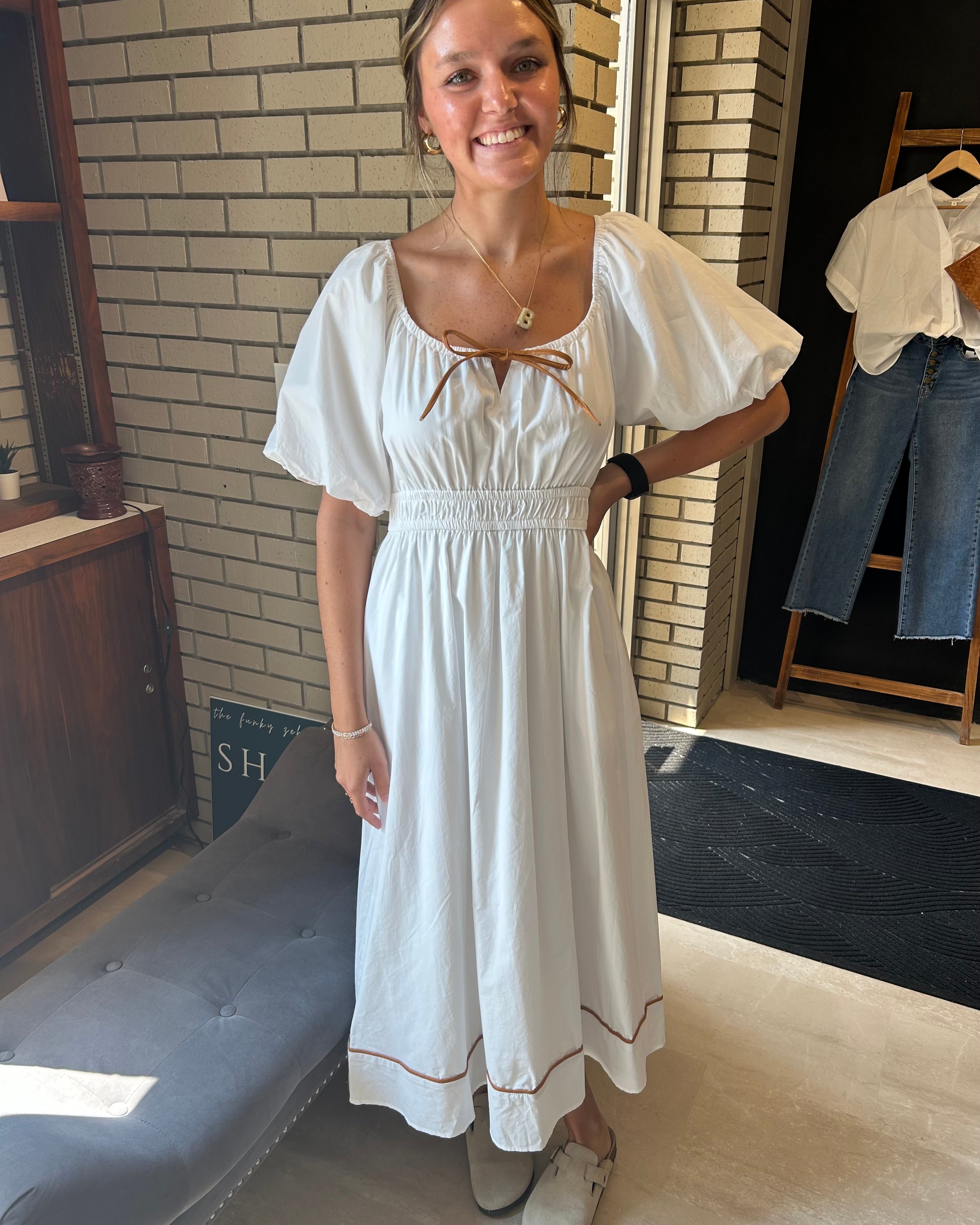 Phebe Camel Midi Dress-Wishlist-The Funky Zebra Ames, Women's Fashion Boutique in Ames, Iowa