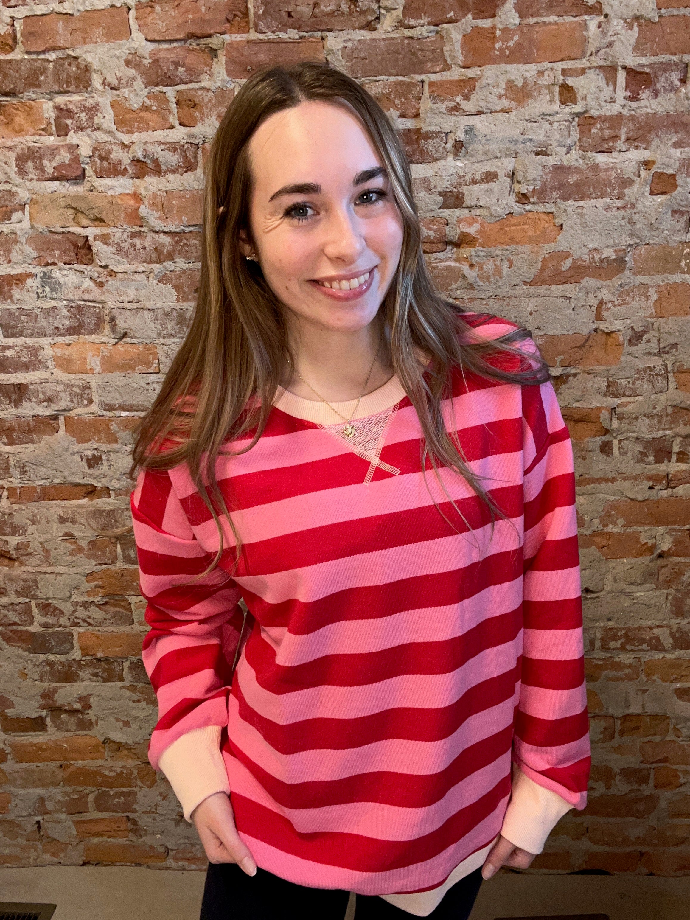Victoria Valentines Sweatshirt-Sweatshirt-Hem & Thread-The Funky Zebra Ames, Women's Fashion Boutique in Ames, Iowa