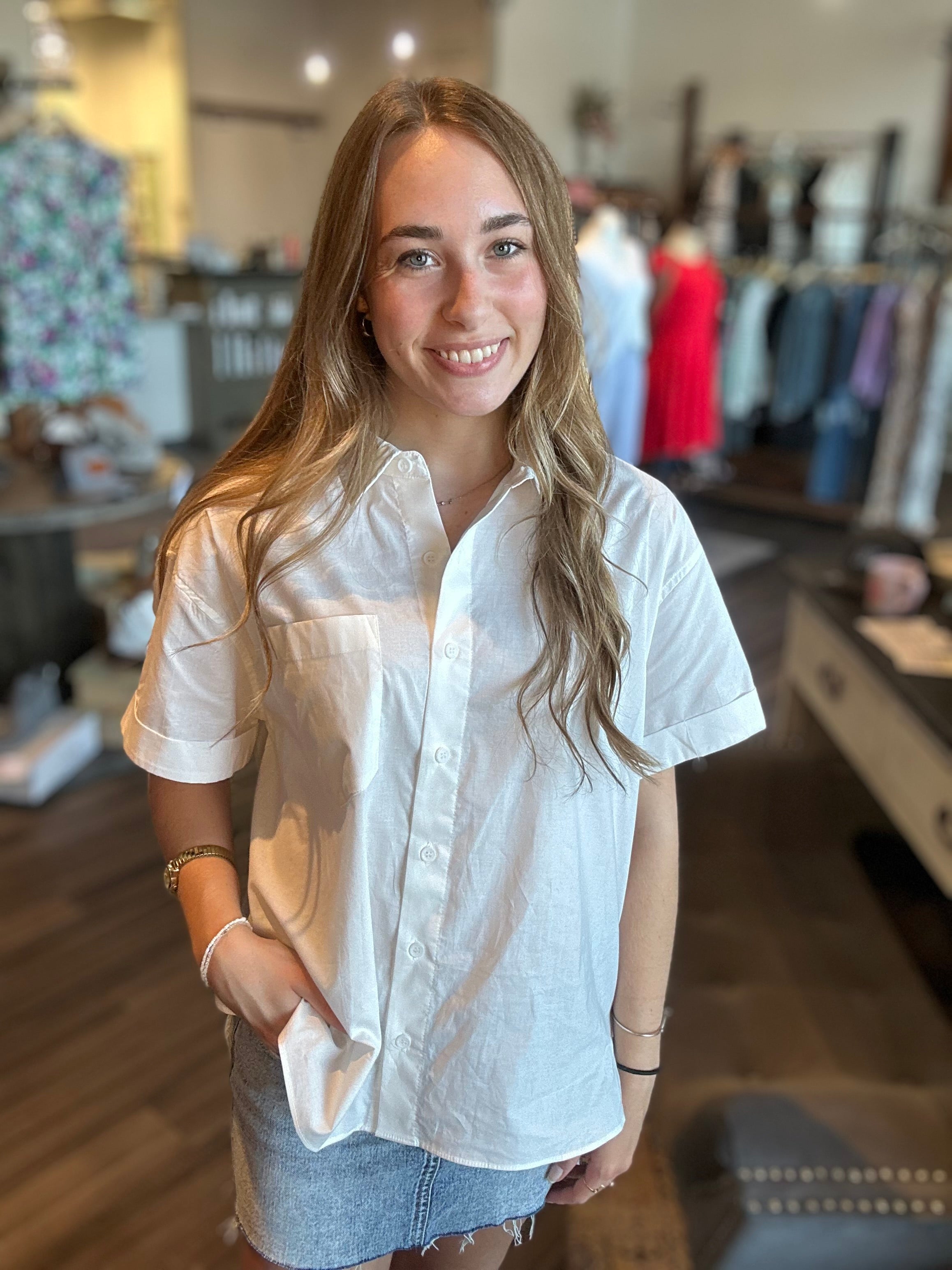 Jana White Boxy Button Up-Wishlist-The Funky Zebra Ames, Women's Fashion Boutique in Ames, Iowa