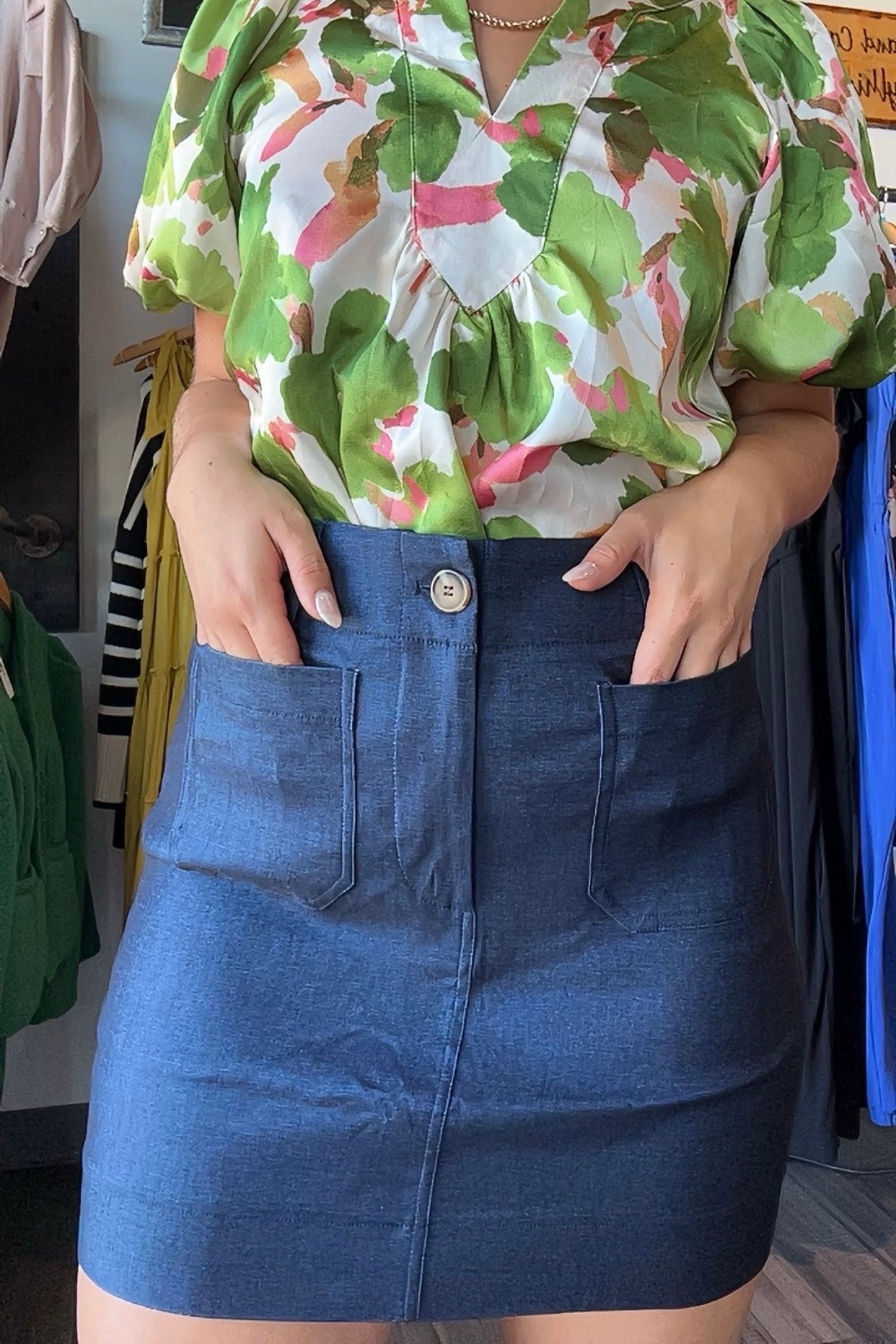 Shyla Indigo Skirt-Glam-The Funky Zebra Ames, Women's Fashion Boutique in Ames, Iowa