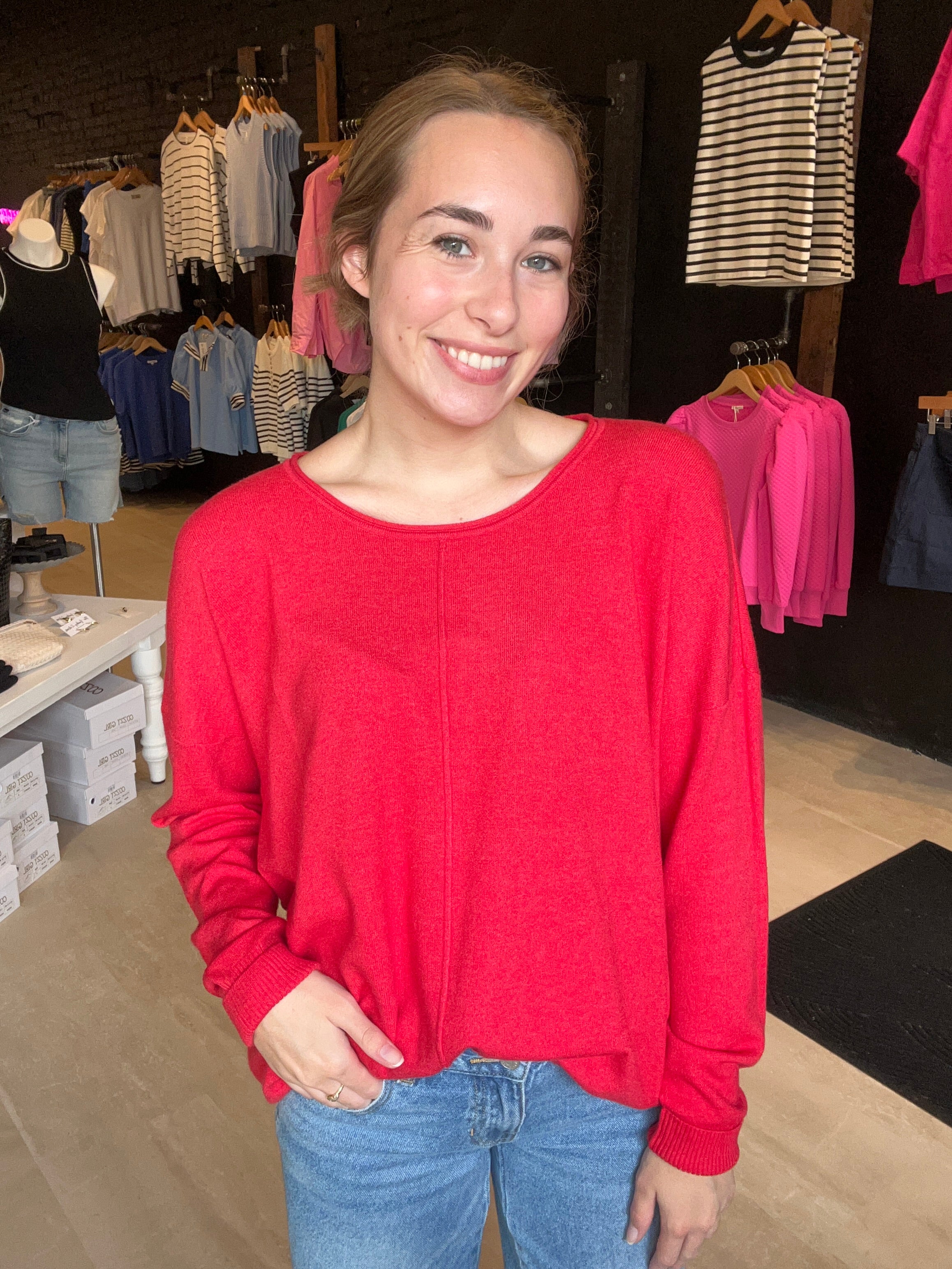 Lauren Front Seam Sweater-Zenana-The Funky Zebra Ames, Women's Fashion Boutique in Ames, Iowa