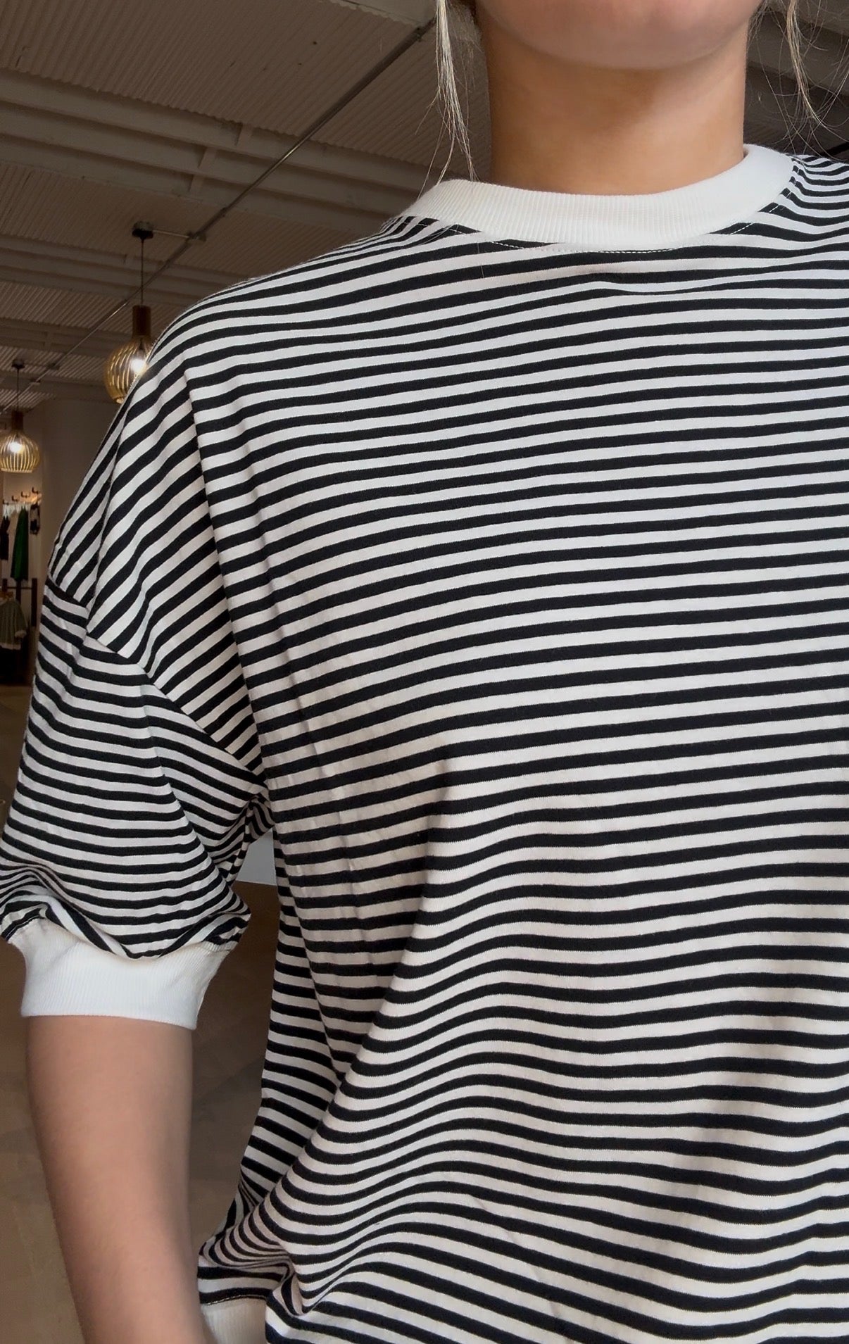 Jerra Striped Contrast Band Top 3/4 Sleeve-Zenana-The Funky Zebra Ames, Women's Fashion Boutique in Ames, Iowa