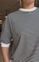 Jerra Striped Contrast Band Top 3/4 Sleeve-Zenana-The Funky Zebra Ames, Women's Fashion Boutique in Ames, Iowa