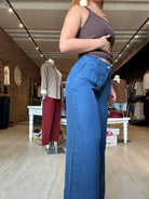 Shayna Chambray Wide Leg Pants-Pants-Blu Pepper-The Funky Zebra Ames, Women's Fashion Boutique in Ames, Iowa