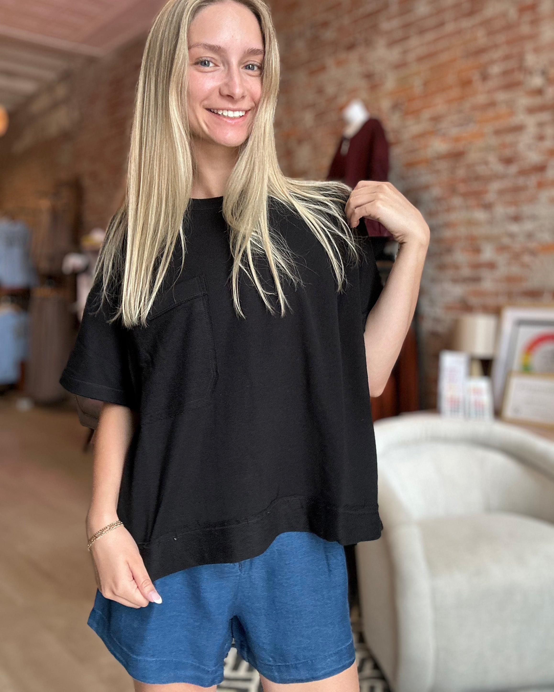 Mattie Offset Tee-apparel-Mono B-The Funky Zebra Ames, Women's Fashion Boutique in Ames, Iowa