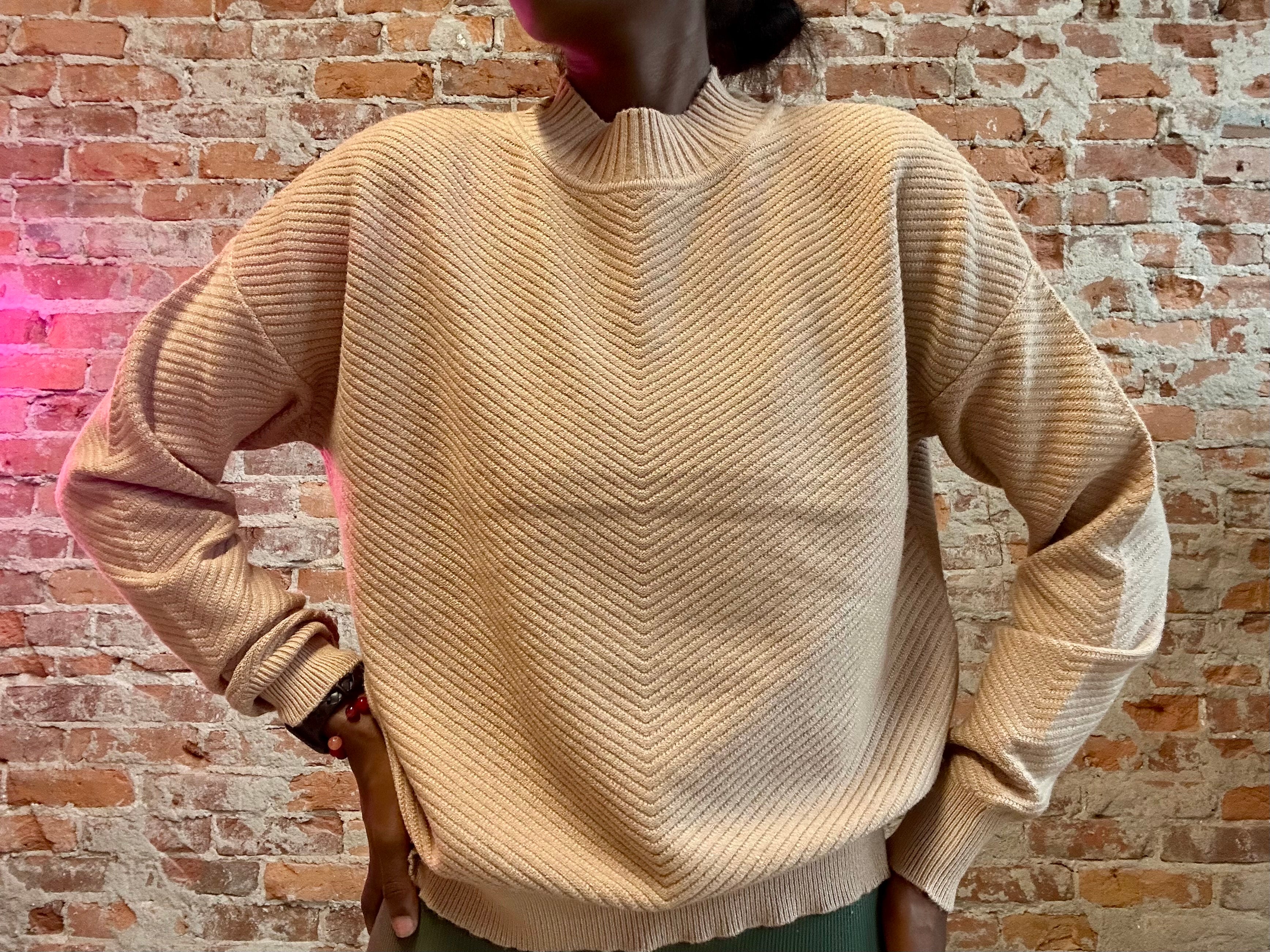 Delia Chunky Ribbed Mock Sweater-Sweaters-Be Cool-The Funky Zebra Ames, Women's Fashion Boutique in Ames, Iowa