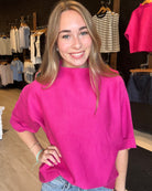 Jacquelyn Magenta Mock Neck-Sweaters-Jodifl-The Funky Zebra Ames, Women's Fashion Boutique in Ames, Iowa