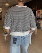 Jerra Striped Contrast Band Top 3/4 Sleeve-Zenana-The Funky Zebra Ames, Women's Fashion Boutique in Ames, Iowa