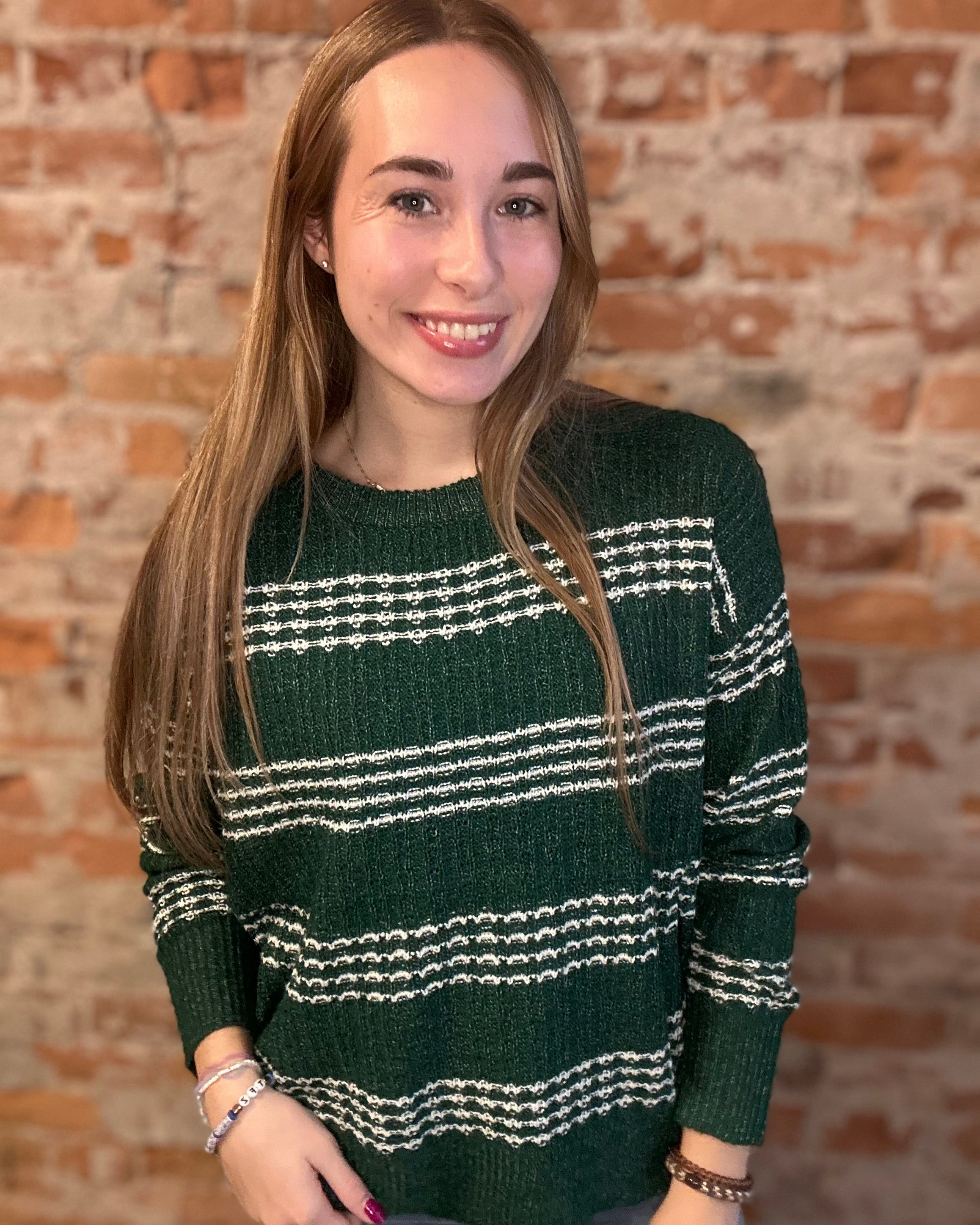 Greeley Striped Sweater-apparel-Staccato-The Funky Zebra Ames, Women's Fashion Boutique in Ames, Iowa