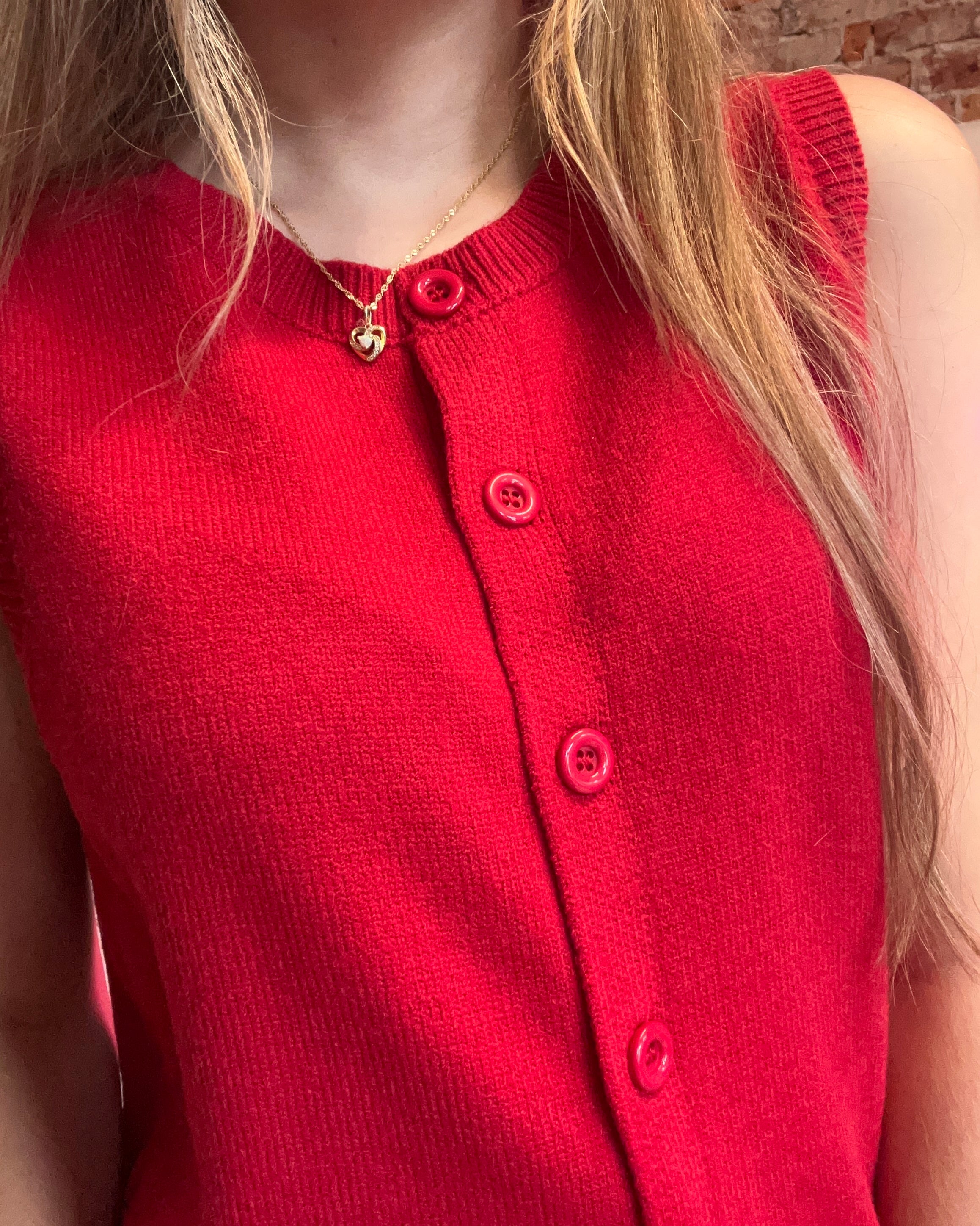 Caroline Red Sleeveless Sweater-Sweaters-Gilli-The Funky Zebra Ames, Women's Fashion Boutique in Ames, Iowa