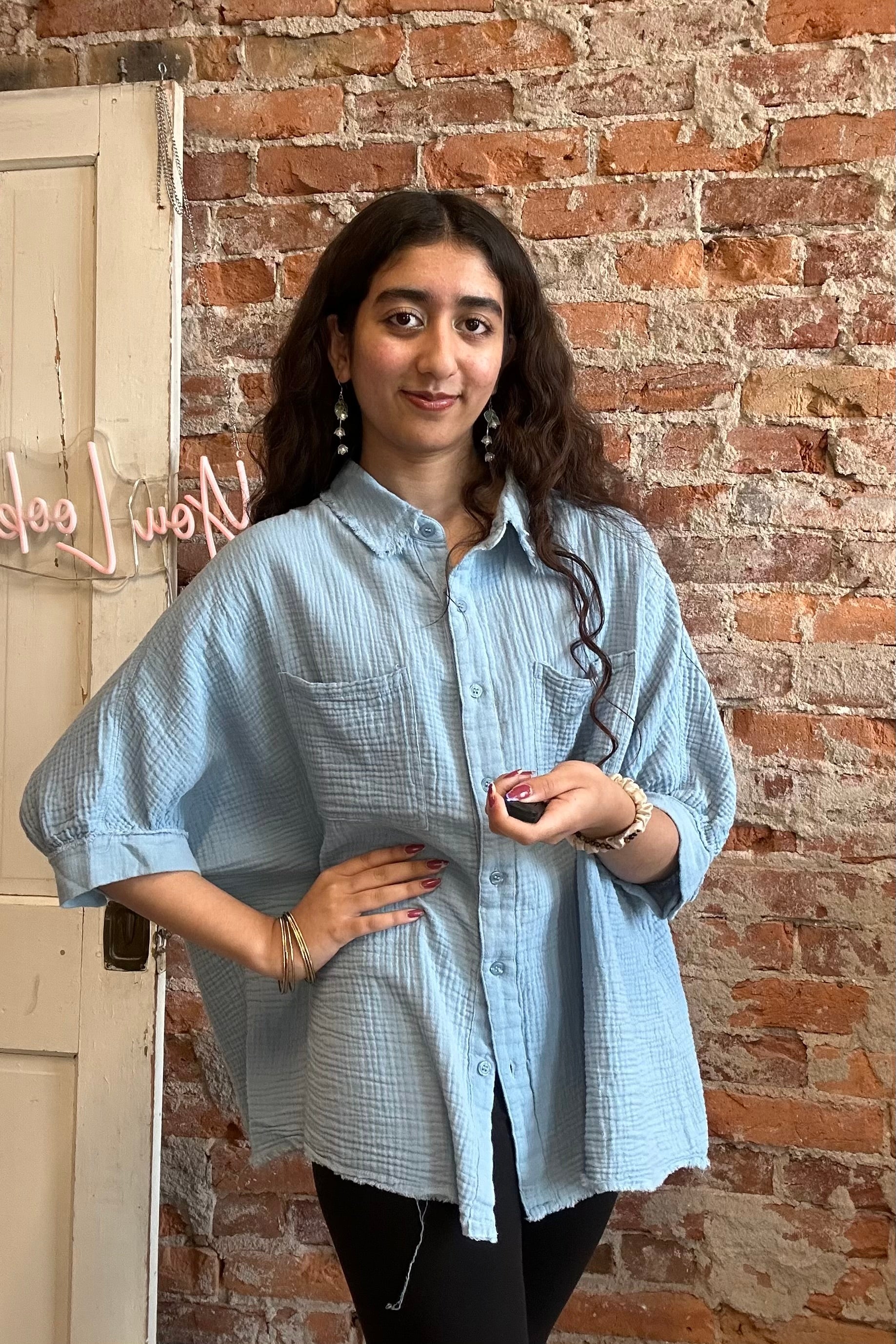 Lanie Button Down Shirt-top-La Miel-The Funky Zebra Ames, Women's Fashion Boutique in Ames, Iowa