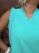 Serena Sleeveless Gauze Fringe Top-La Miel-The Funky Zebra Ames, Women's Fashion Boutique in Ames, Iowa