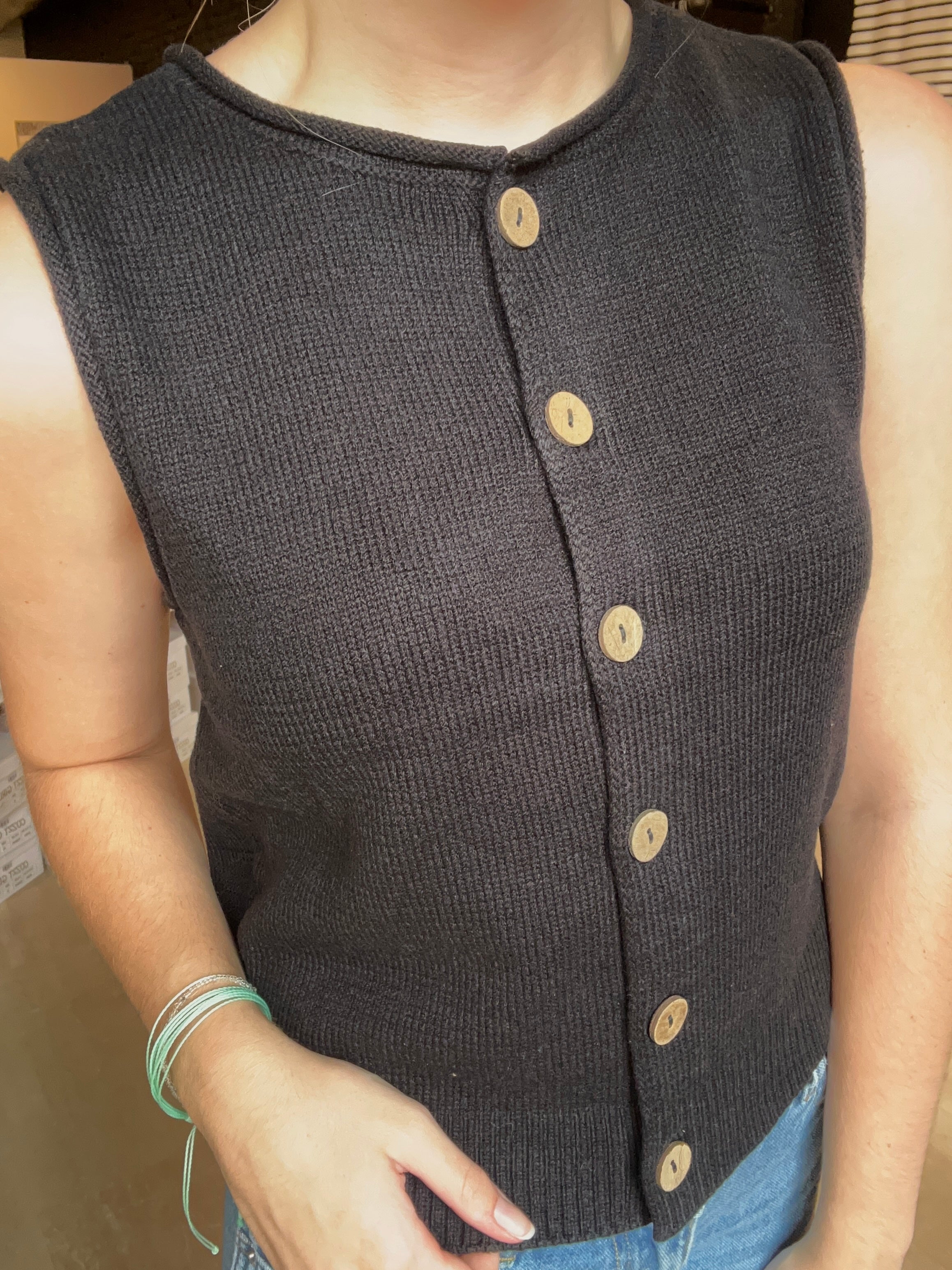 Vic Button Down Sleeveless Cardigan-Cardigans-Blu Pepper-The Funky Zebra Ames, Women's Fashion Boutique in Ames, Iowa