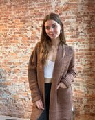 Mila Brown Knit Cardigan-Cardigans-Panache Accessories-The Funky Zebra Ames, Women's Fashion Boutique in Ames, Iowa