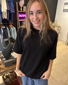 Shara Oversized Scuba Luxe Top-Short Sleeves-Rae Mode-The Funky Zebra Ames, Women's Fashion Boutique in Ames, Iowa
