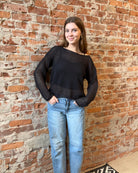 Bristol Navy Long Sleeve Knit Sweater-Sweaters-Molly Bracken-The Funky Zebra Ames, Women's Fashion Boutique in Ames, Iowa