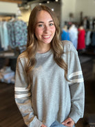 Heather Striped Pullover-Wishlist-The Funky Zebra Ames, Women's Fashion Boutique in Ames, Iowa