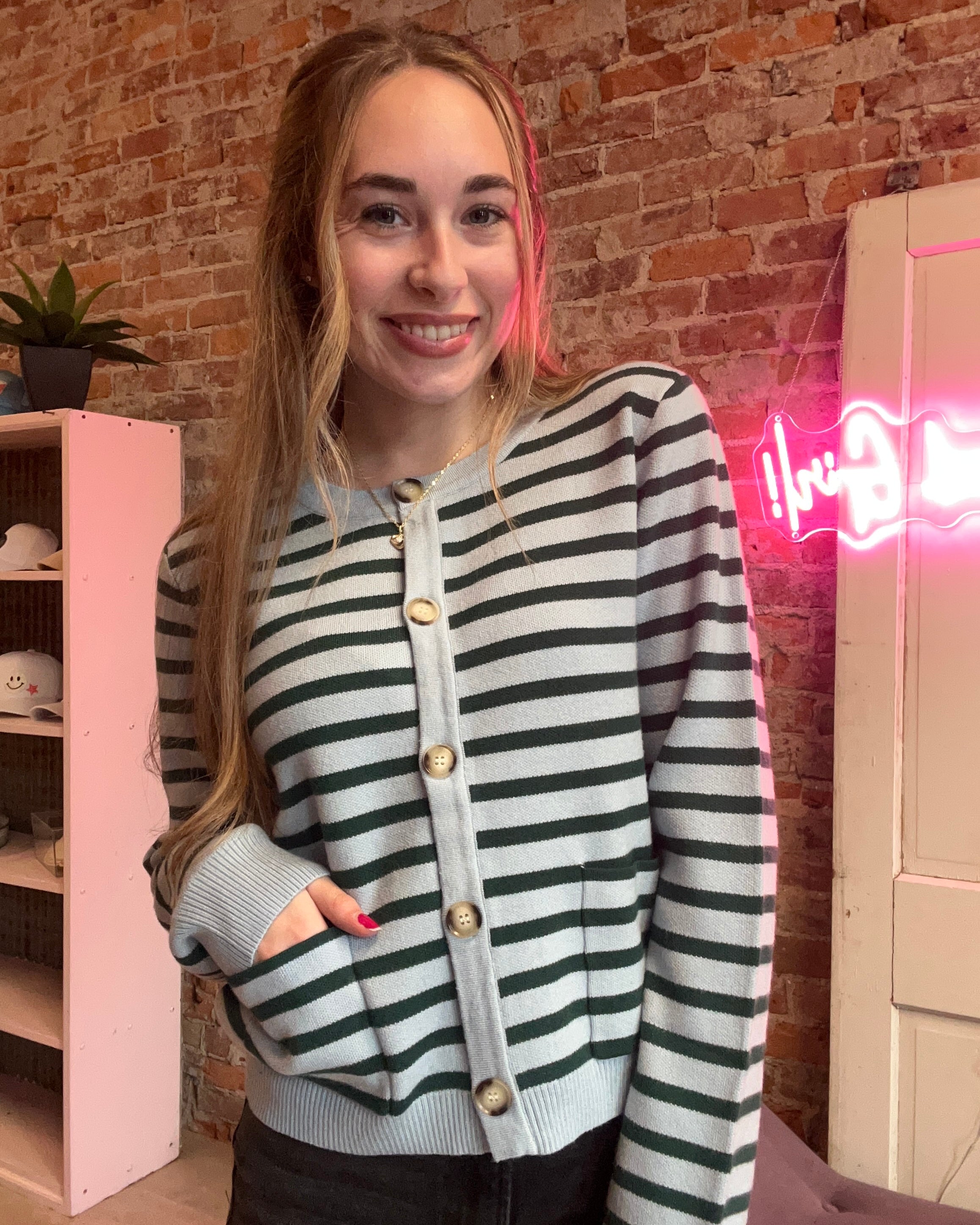 トップス Ameri LITTLE FUNNY FACE KNIT CARDIGAN Amazon.com: Cardigan Embroidered Patch Knit Smiley Face