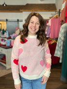 Pink Heart Sweater-Sweaters-ePretty-The Funky Zebra Ames, Women's Fashion Boutique in Ames, Iowa