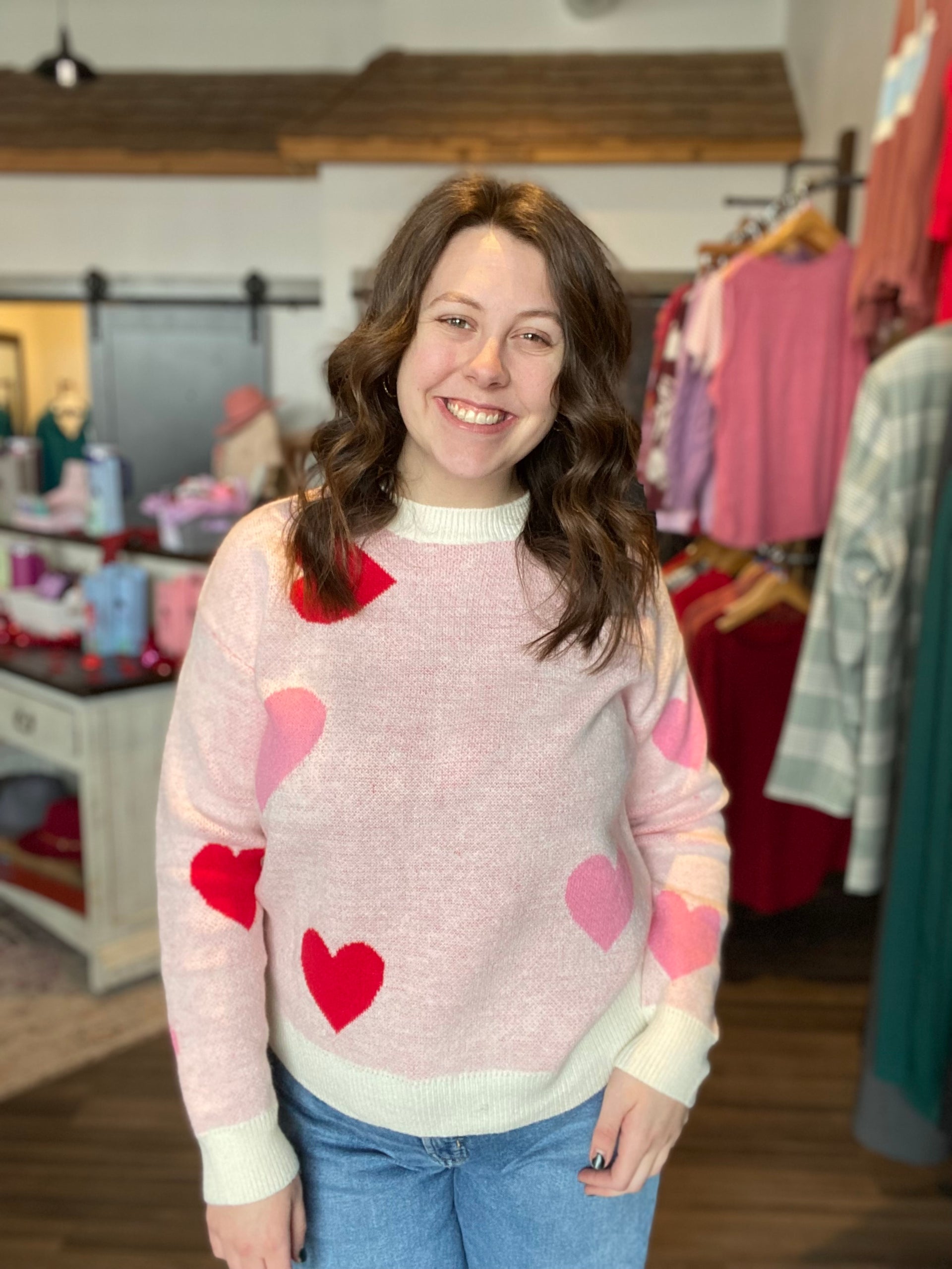 Pink Heart Sweater – The Funky Zebra Ames