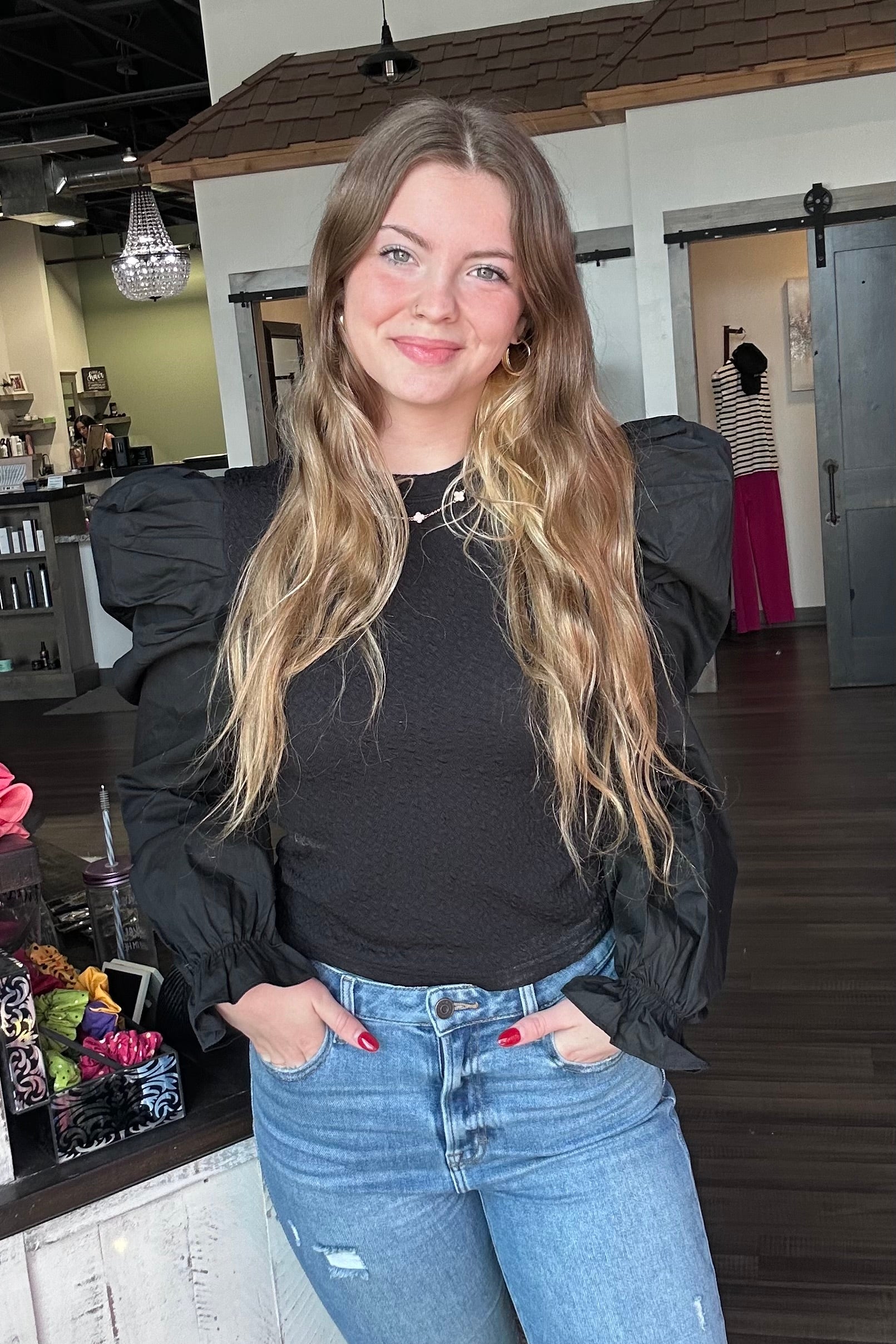 Lili Black Knitted Top CL-The Funky Zebra Ames-The Funky Zebra Ames, Women's Fashion Boutique in Ames, Iowa