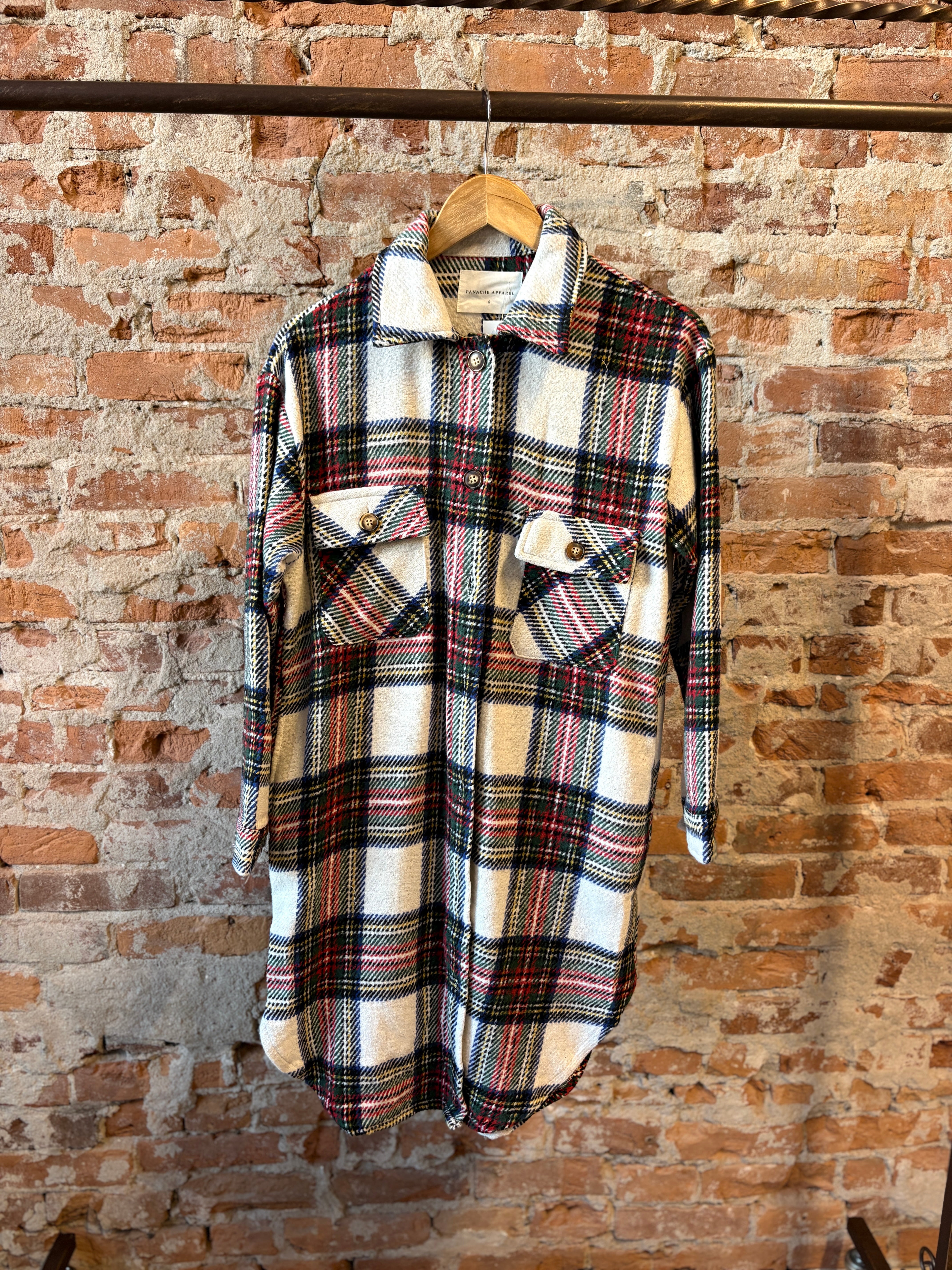 Jaci Long Plaid Shacket-Jackets-Panache Apparel Co.-The Funky Zebra Ames, Women's Fashion Boutique in Ames, Iowa