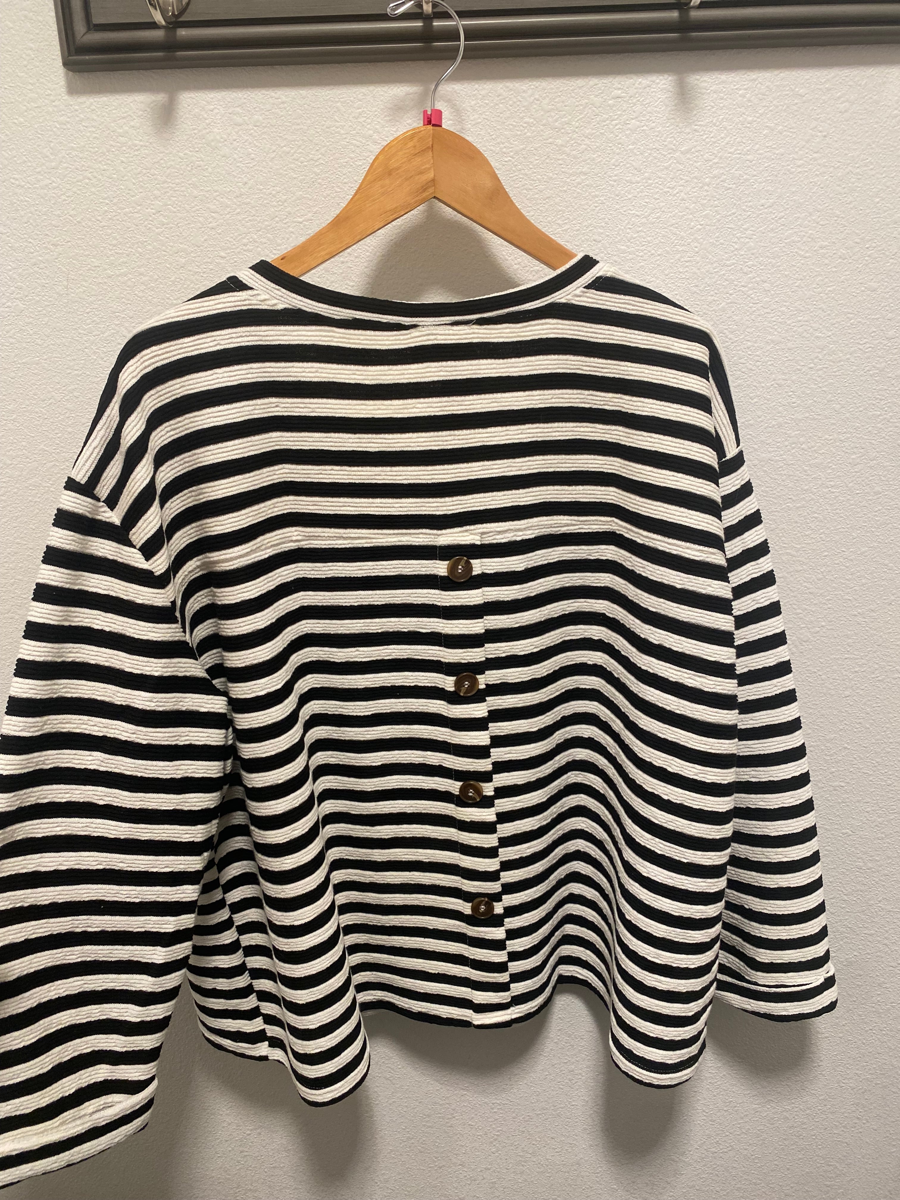 Payton Striped Split Neck Top-The Funky Zebra Ames-The Funky Zebra Ames, Women's Fashion Boutique in Ames, Iowa