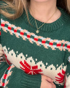 Mishel Green Holiday Sweater-Sweaters-Staccato-The Funky Zebra Ames, Women's Fashion Boutique in Ames, Iowa