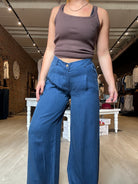 Shayna Chambray Wide Leg Pants-Pants-Blu Pepper-The Funky Zebra Ames, Women's Fashion Boutique in Ames, Iowa