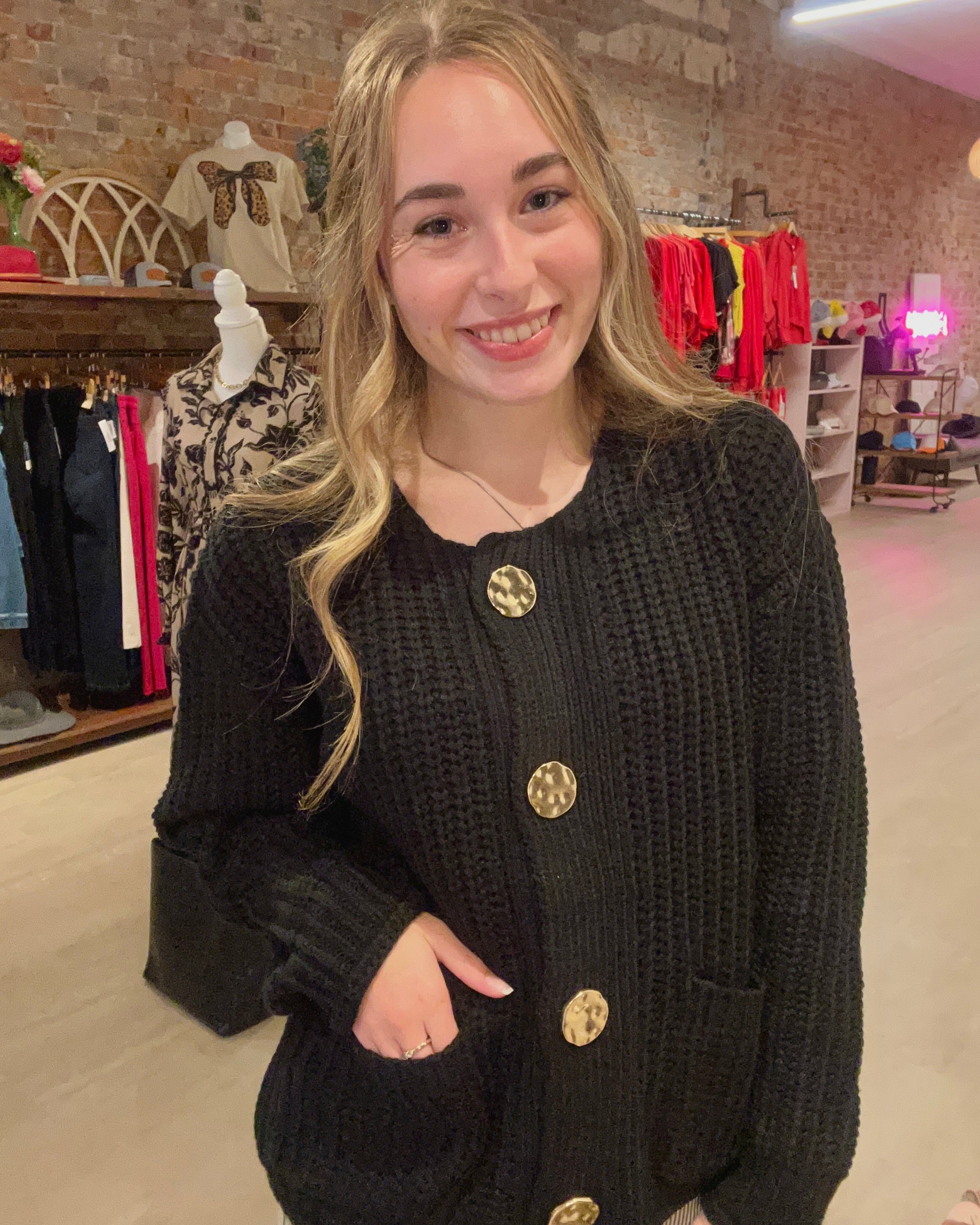 Teri Black Cardigan-Cardigans-Jodifl-The Funky Zebra Ames, Women's Fashion Boutique in Ames, Iowa