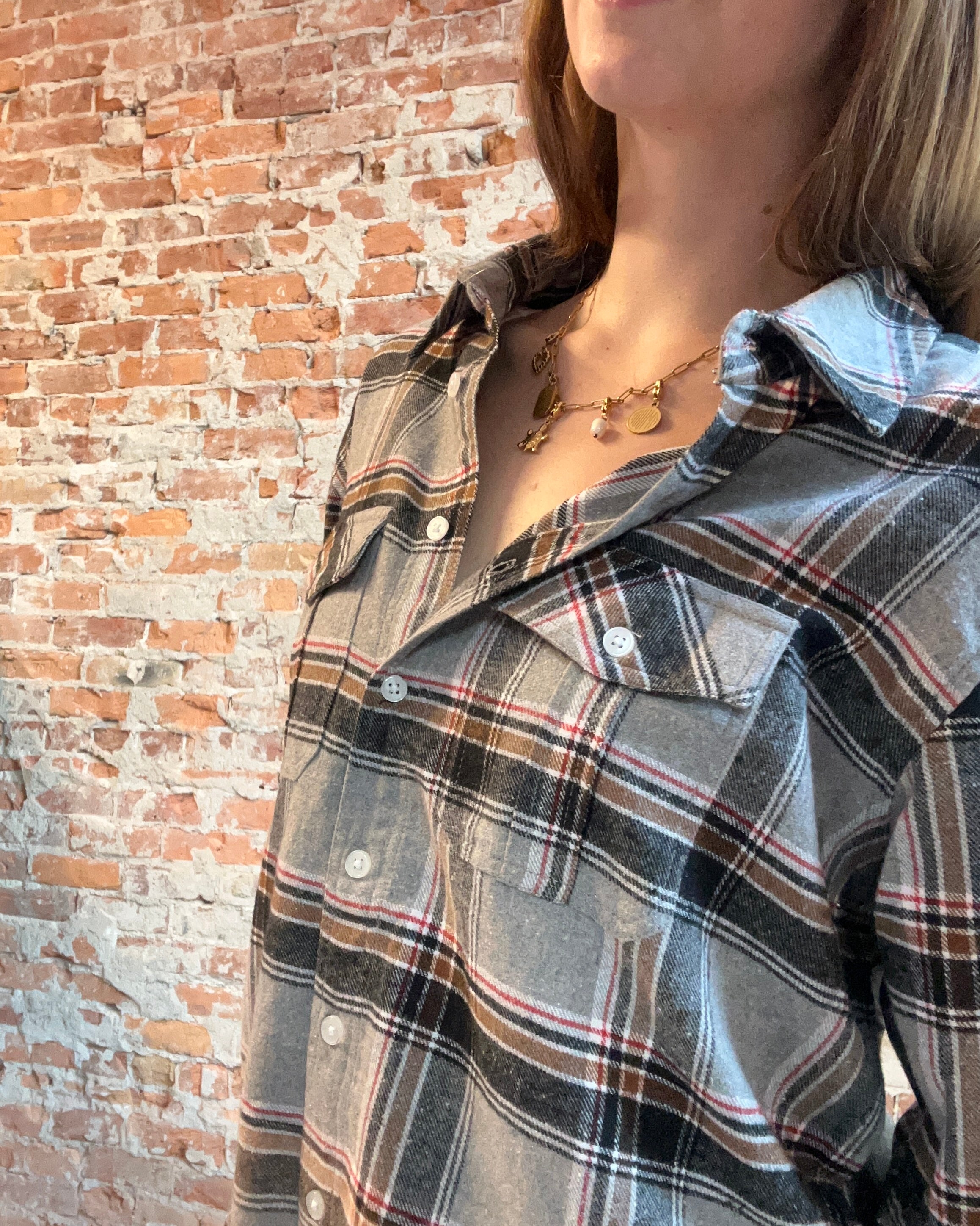 Gretchen Multicolor Flannel-Long Sleeves-Panache Accessories-The Funky Zebra Ames, Women's Fashion Boutique in Ames, Iowa