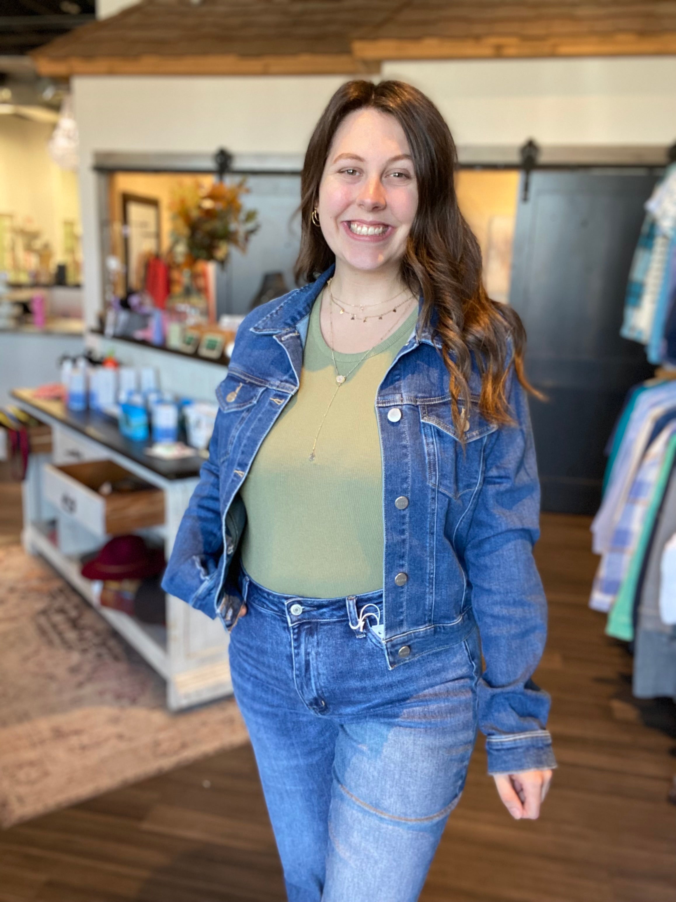 Medium Denim Jacket-The Funky Zebra Ames-The Funky Zebra Ames, Women's Fashion Boutique in Ames, Iowa