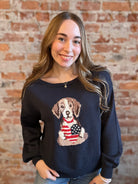 Raina American Heart Puppy Sweater-Sweaters-Blu Pepper-The Funky Zebra Ames, Women's Fashion Boutique in Ames, Iowa