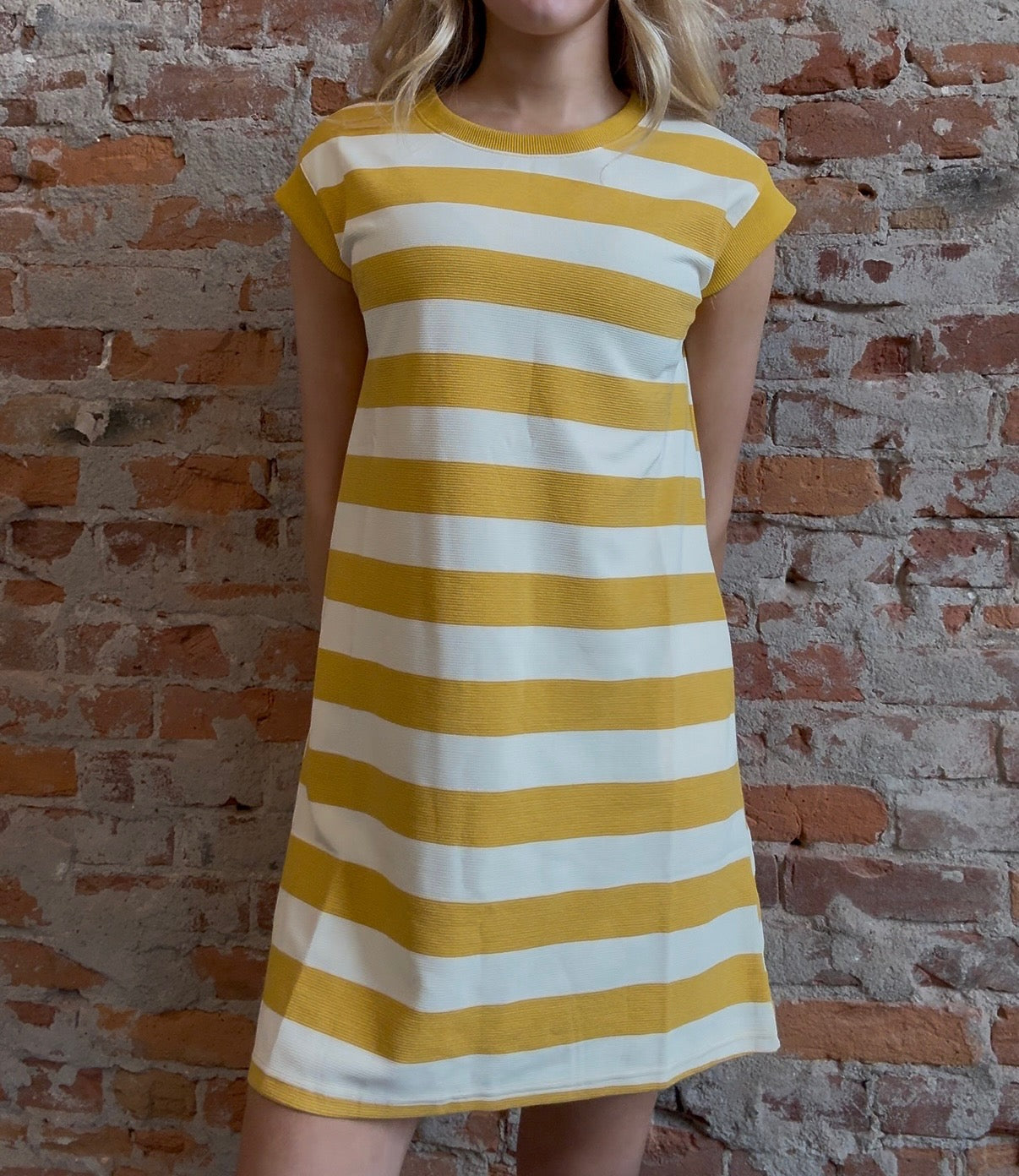 Waffle Knit Striped Tank Dress-Dresses-Hayden-The Funky Zebra Ames, Women's Fashion Boutique in Ames, Iowa