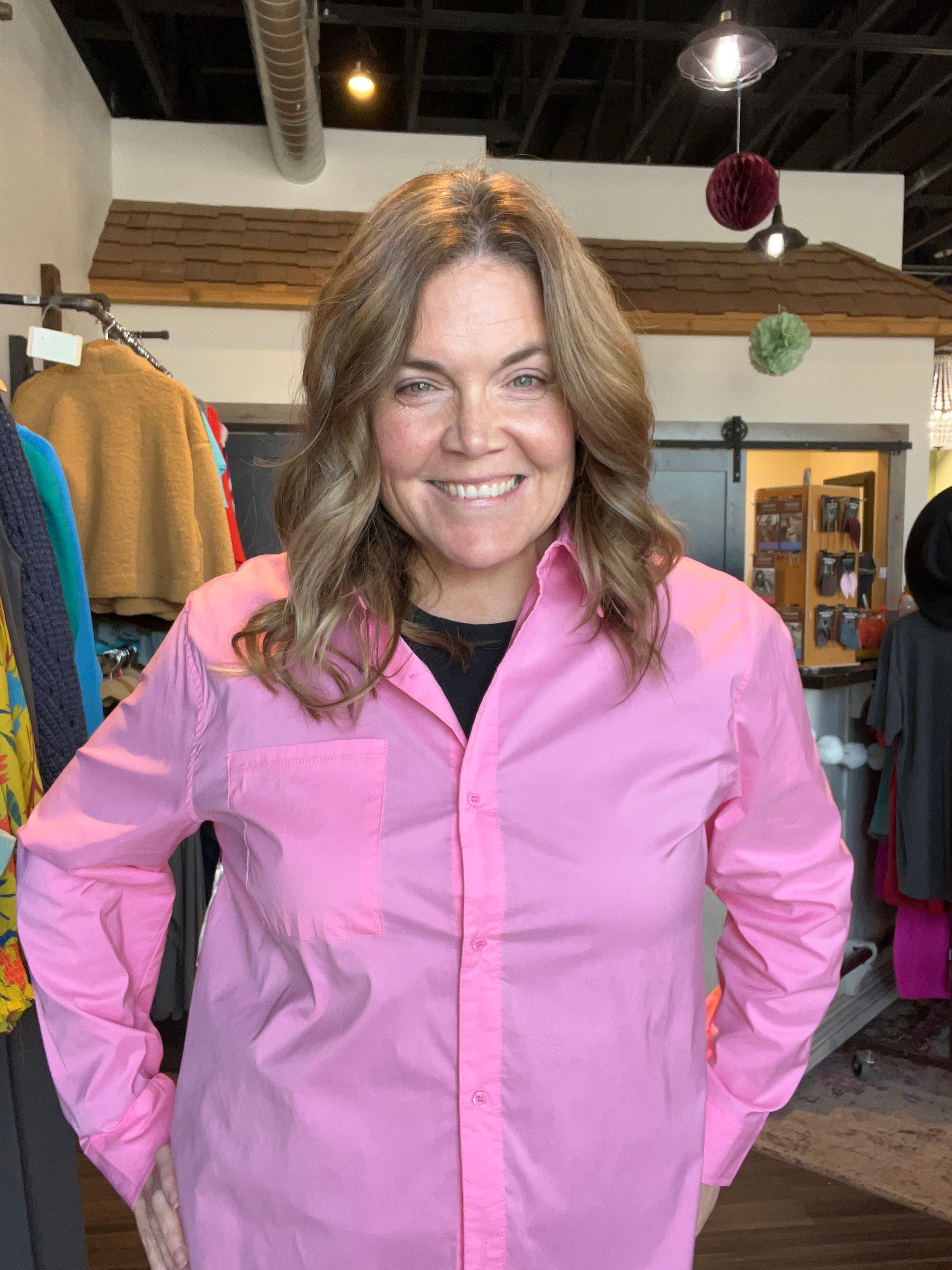 Carly Button Down-Long Sleeves-La Miel-The Funky Zebra Ames, Women's Fashion Boutique in Ames, Iowa