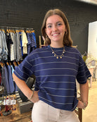 Haley Striped Short Sleeve-Short Sleeves-Rae Mode-The Funky Zebra Ames, Women's Fashion Boutique in Ames, Iowa