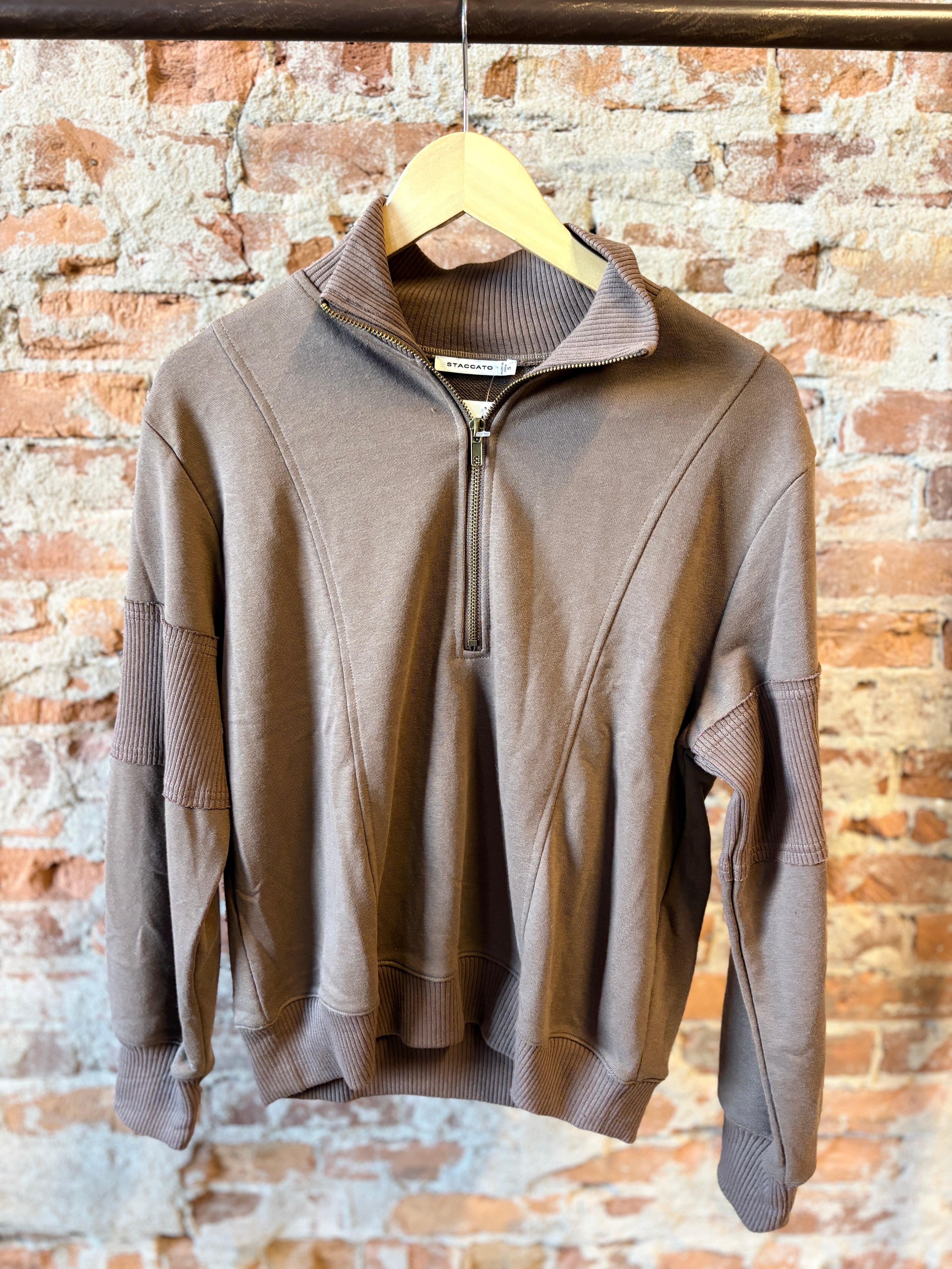 Mallory Half Zip Pullover-apparel-Staccato-The Funky Zebra Ames, Women's Fashion Boutique in Ames, Iowa